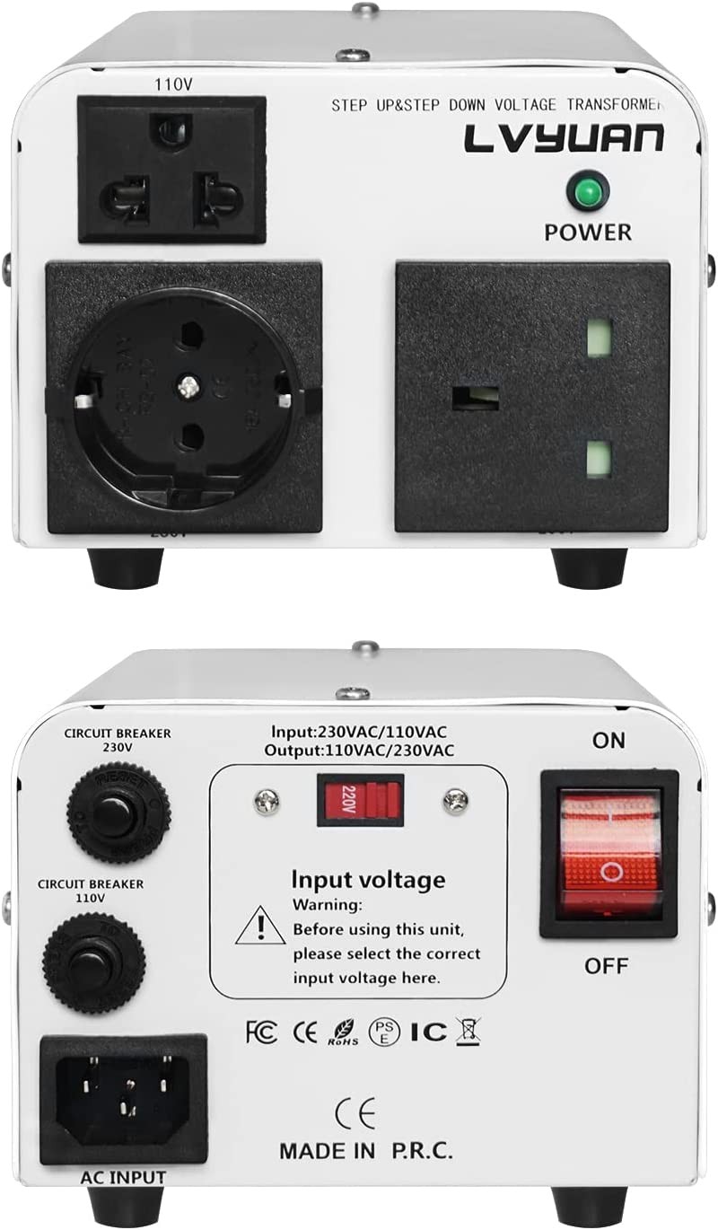 800W Voltage Transformer Converter 110V ⇄ 230V Step Up & Step Down White, Boat