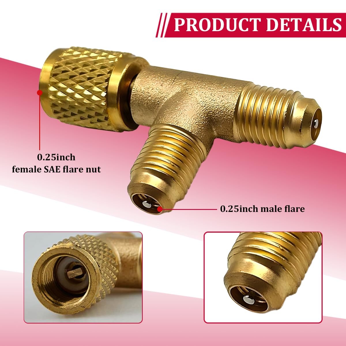Car Quick Coupler Access Tee, Brass 1/4″ SAE Valve Core Tee Adapter for R22 R…