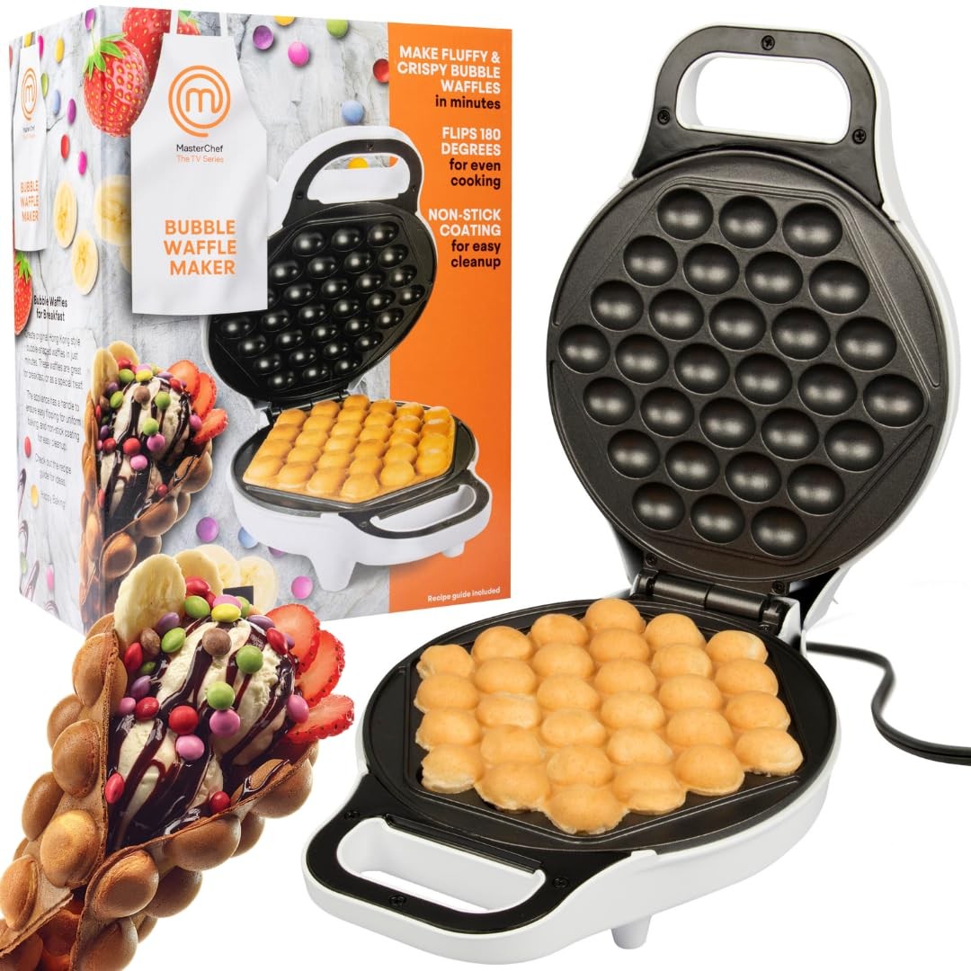MasterChef Bubble Waffle Maker- Electric Non stick Hong Kong Egg Waffler Iron Gr