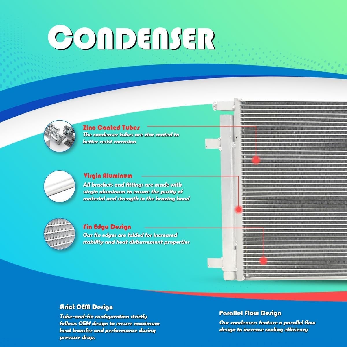 3697 AC Condenser for 2004-2009 Spectra 2005-2009 Spectra5 1.8L 2.0L L4