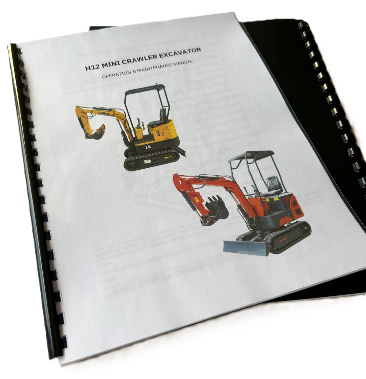1-Ton Mini Excavator Track Hoe H12 TPM12 VA12 Operation & Maintenance Manual