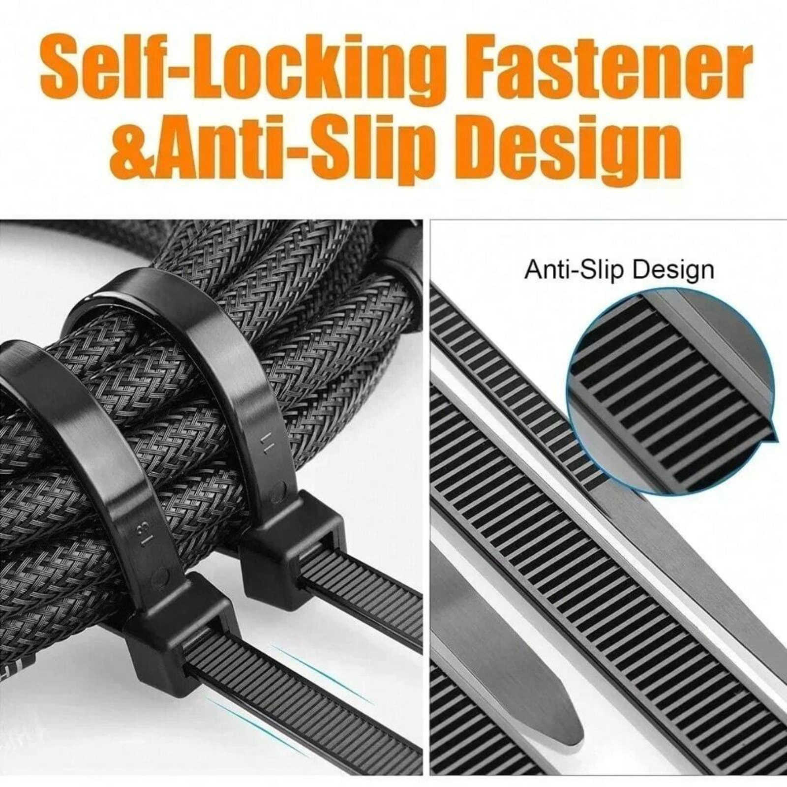 100x Black Cable Ties Zip Tie Buckle Wraps Tidy Natural Strong Nylon Strap Thick