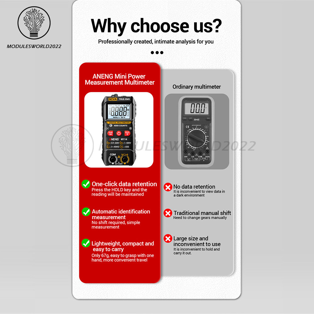 ANENG Digital Multimeter Automatic Voltmeter NCV Resistance Electrician Tester