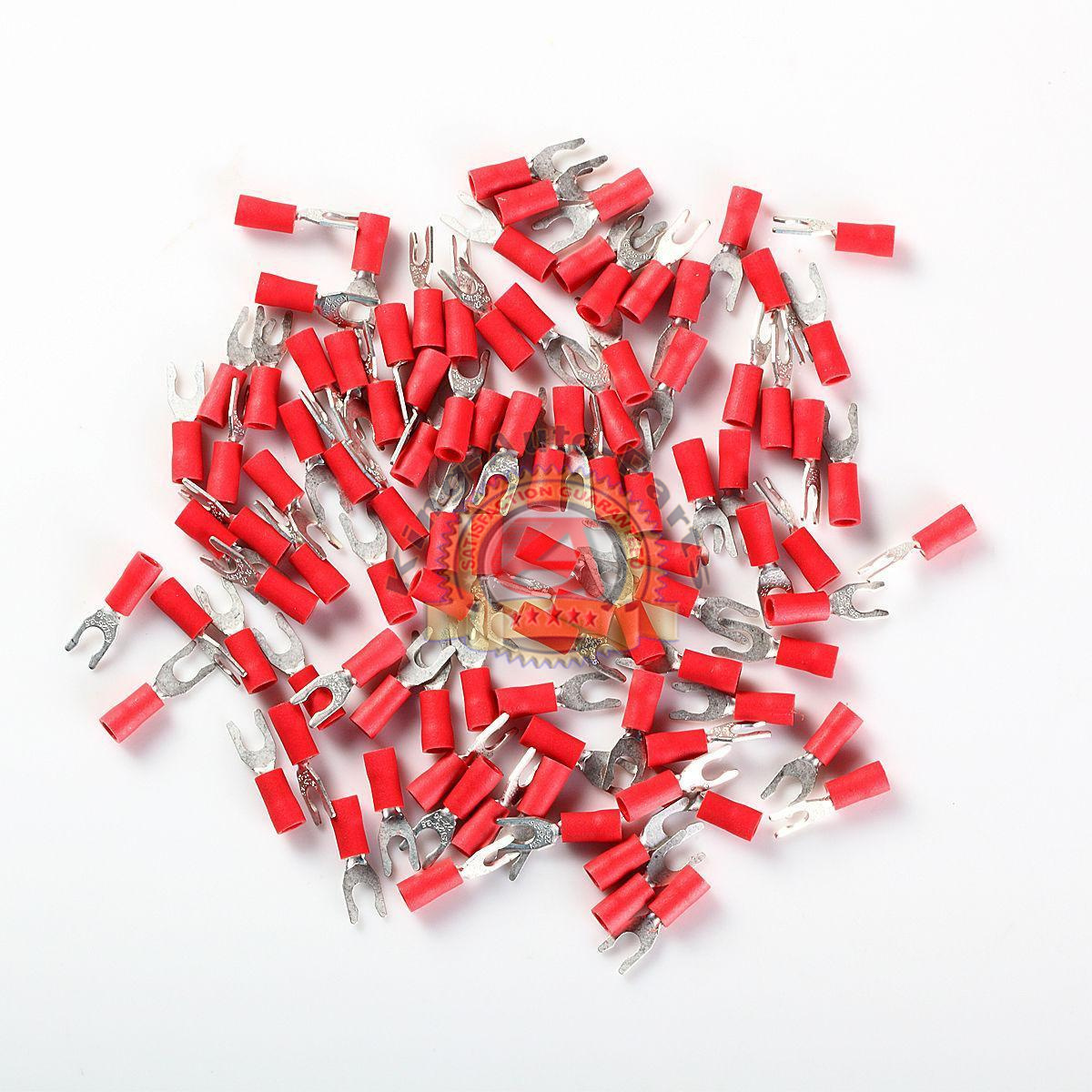 22-18 AWG Vinyl Locking Spade Terminal #6 100 Pcs