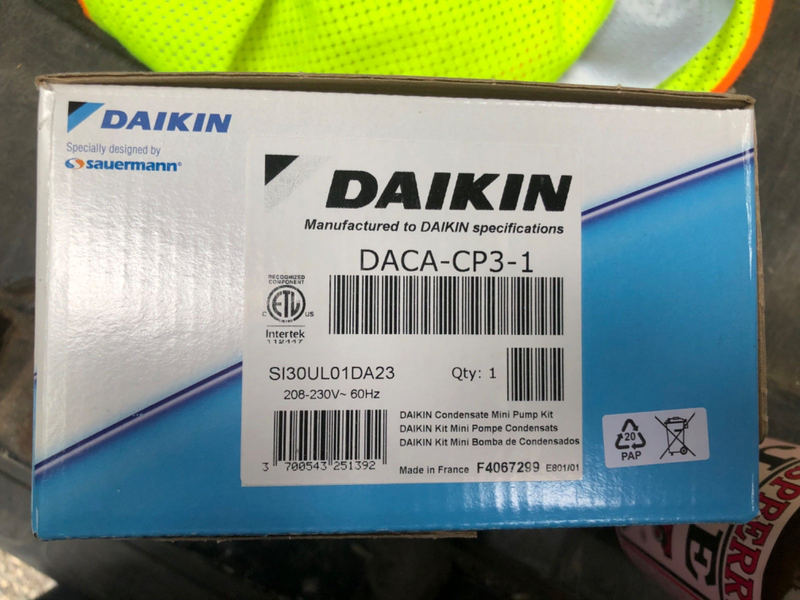Daikin DACA-CP3-1 Mini Condensate Removal Pump Kit 208-230V 20 dBA SI30UL01DA23
