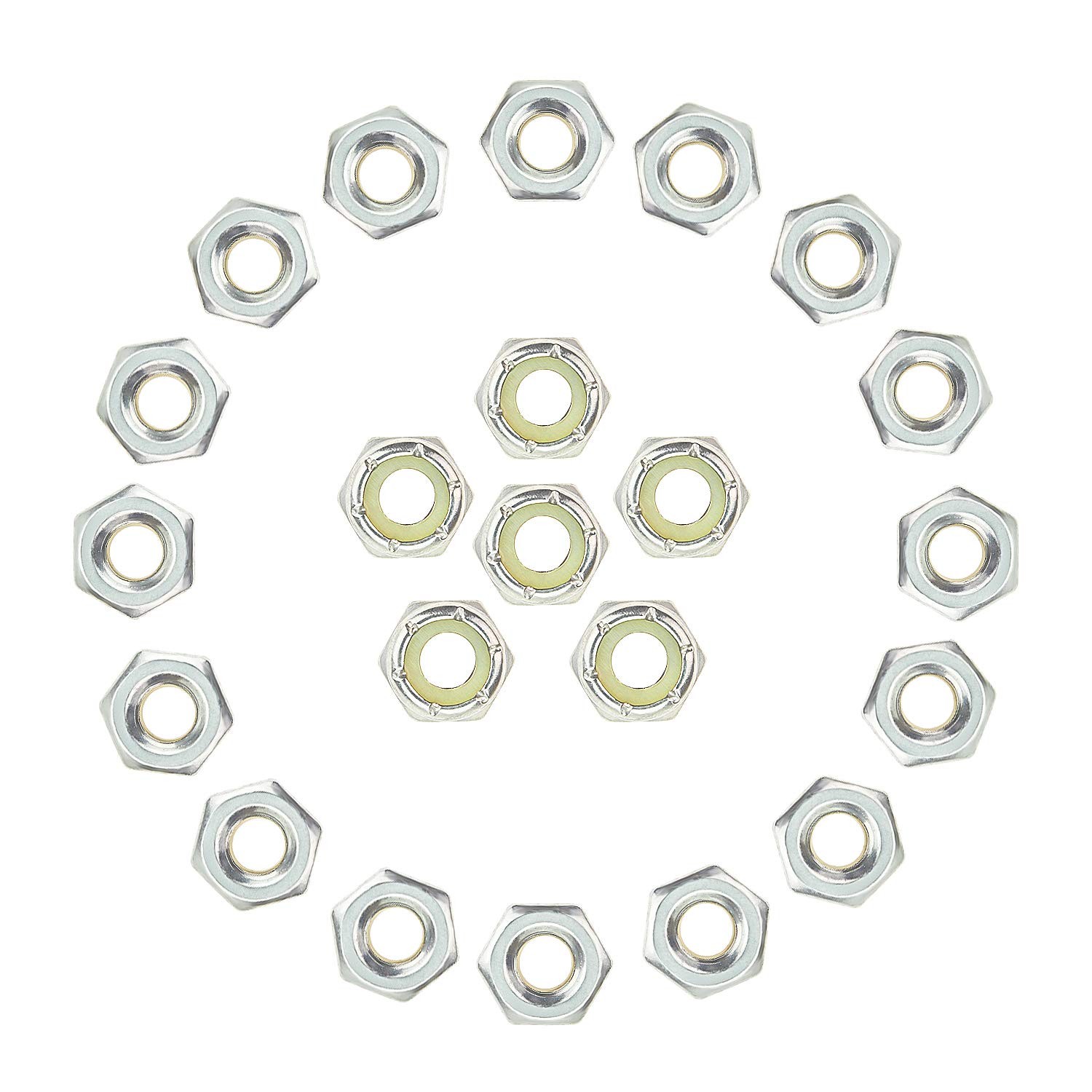60 Pieces 1/4″-20 Nylon Insert Hex Lock Nuts, 304 Stainless Steel