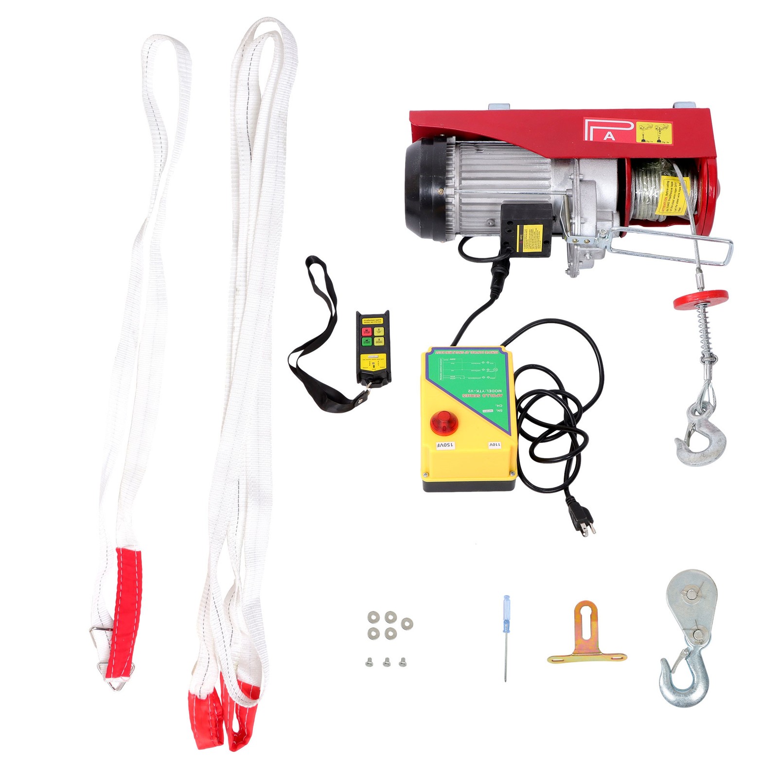 2200LBS 1600W Electric Steel Wire Winch with Wireless Remote Control 328ft/100m