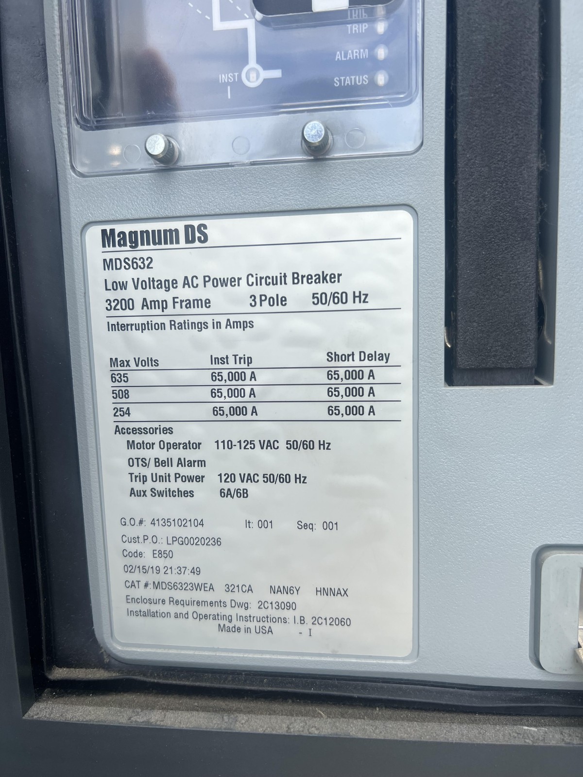 Eaton Magnum DS 3200A 480V LV Switchgear Outdoor 7 Section & Main