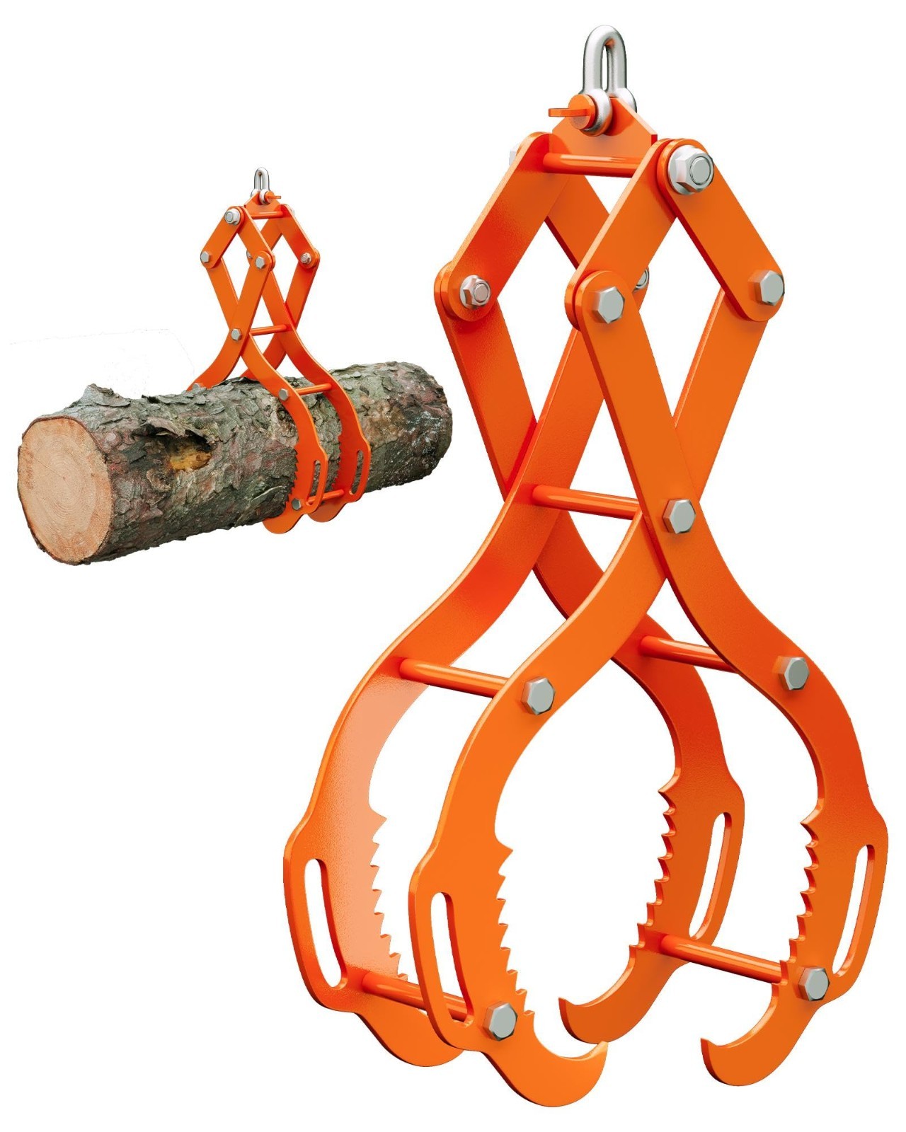 28»/32» Log Lifting Tongs, 4-Claw Log Tongs, Heavy Duty Steel Log Grapple