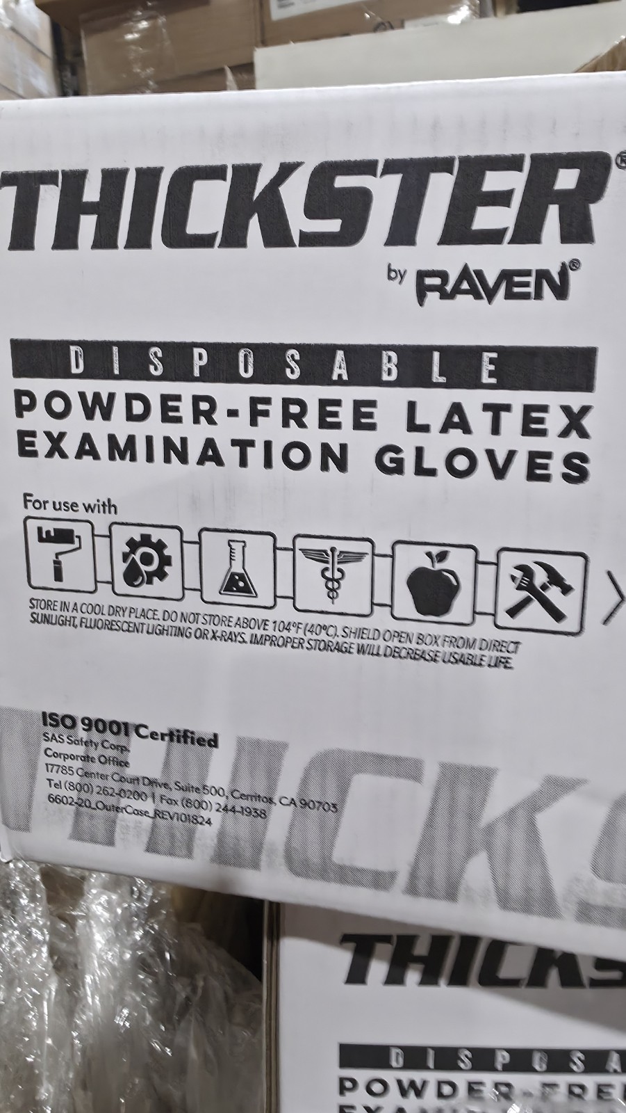 SAS 6604-20 (10-Box Case)Thickster Powder-Free Textured Safety Latex Gloves, XL
