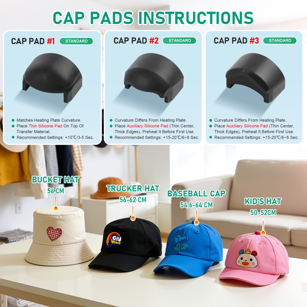 Dual Heater Hat Heat Press Semi-Auto Open Printing Cap Machine w/Laser Alignment