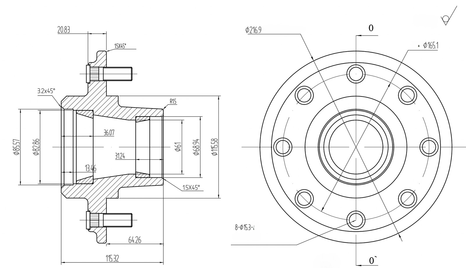Pair 8 x 6.5 Lug 9000LB Shipping Container Wheels, Bolt-on Spindle Kit