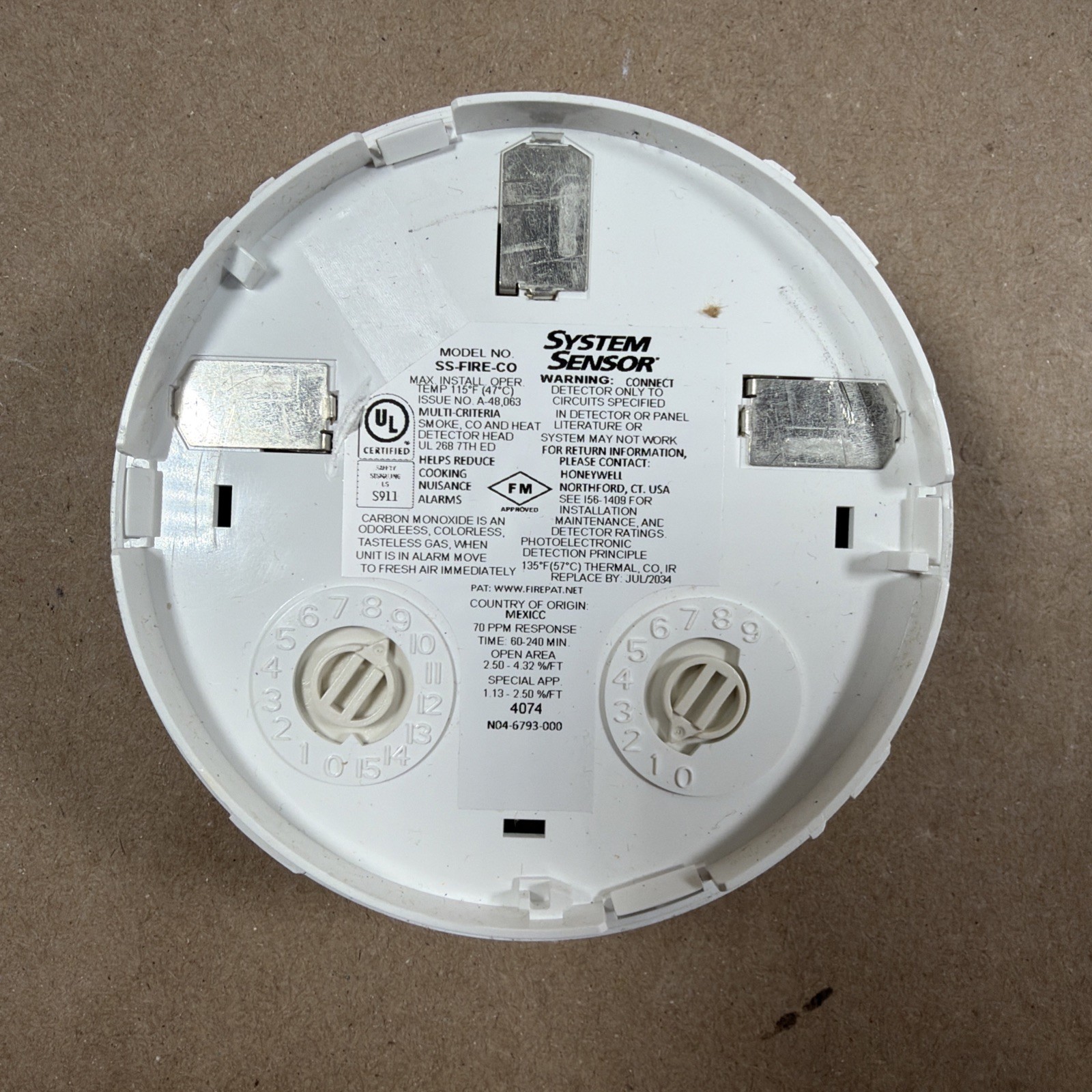 NEW🔥. System Sensor SS-FIRE-CO Smoke And cO Detector Photo Thermal