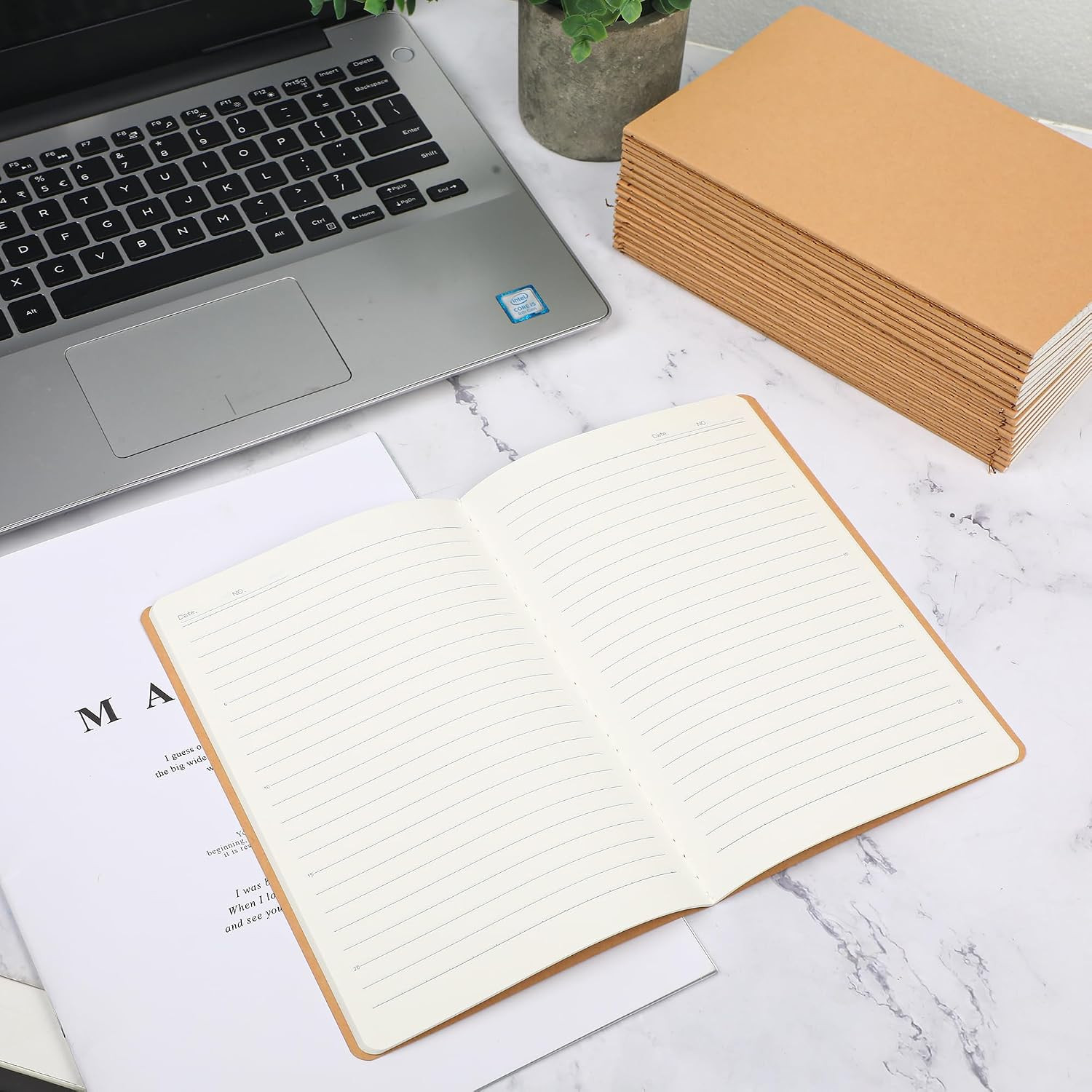 12 Pack A5 Kraft Paper Notebook Lined Journal Bulk, 8.3 X 5.5 Inch, 60 Pages/30