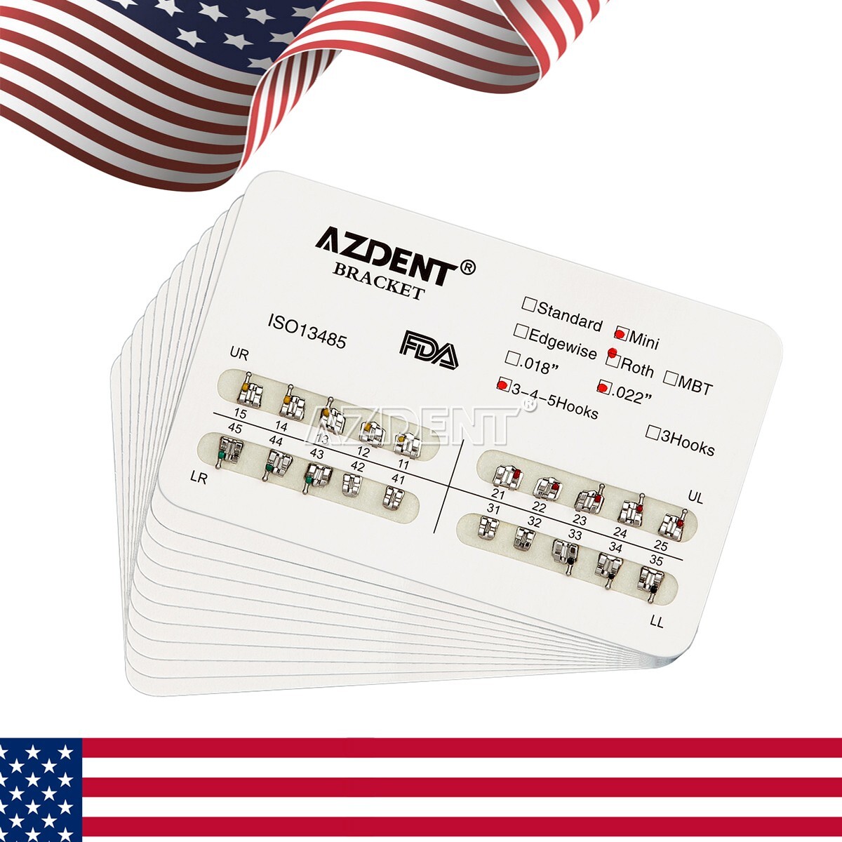 AZDENT Dental Orthodontic Brackets/Niti Arch Wire Round/Rectangular Ovoid/Nature