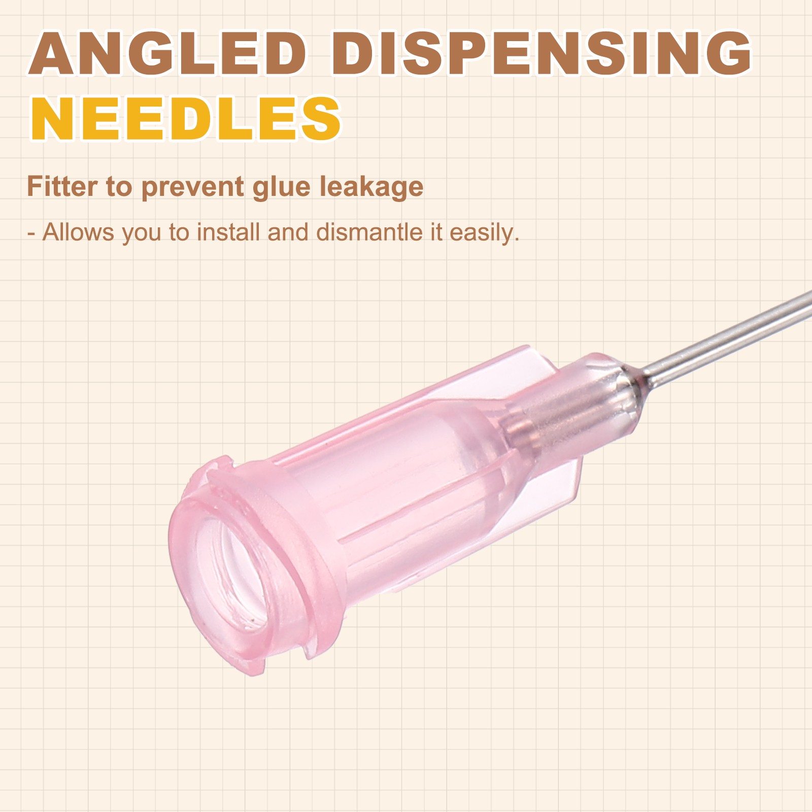 66Pcs 0.5Inch 20Ga 45° Angled Dispensing Needles, Pink