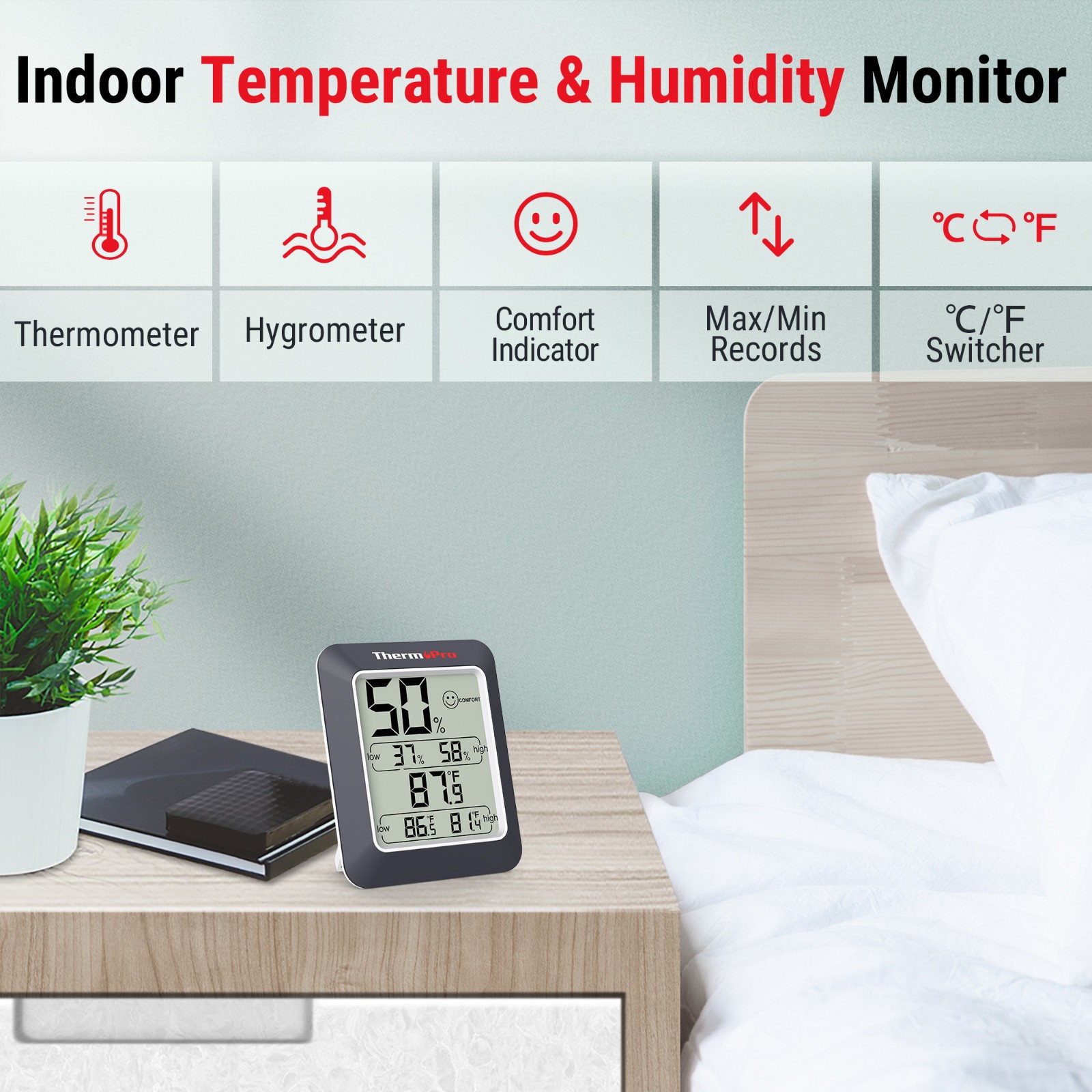3PCS LCD Digital Indoor Hygrometer Thermometer Temperature Humidity Monitor