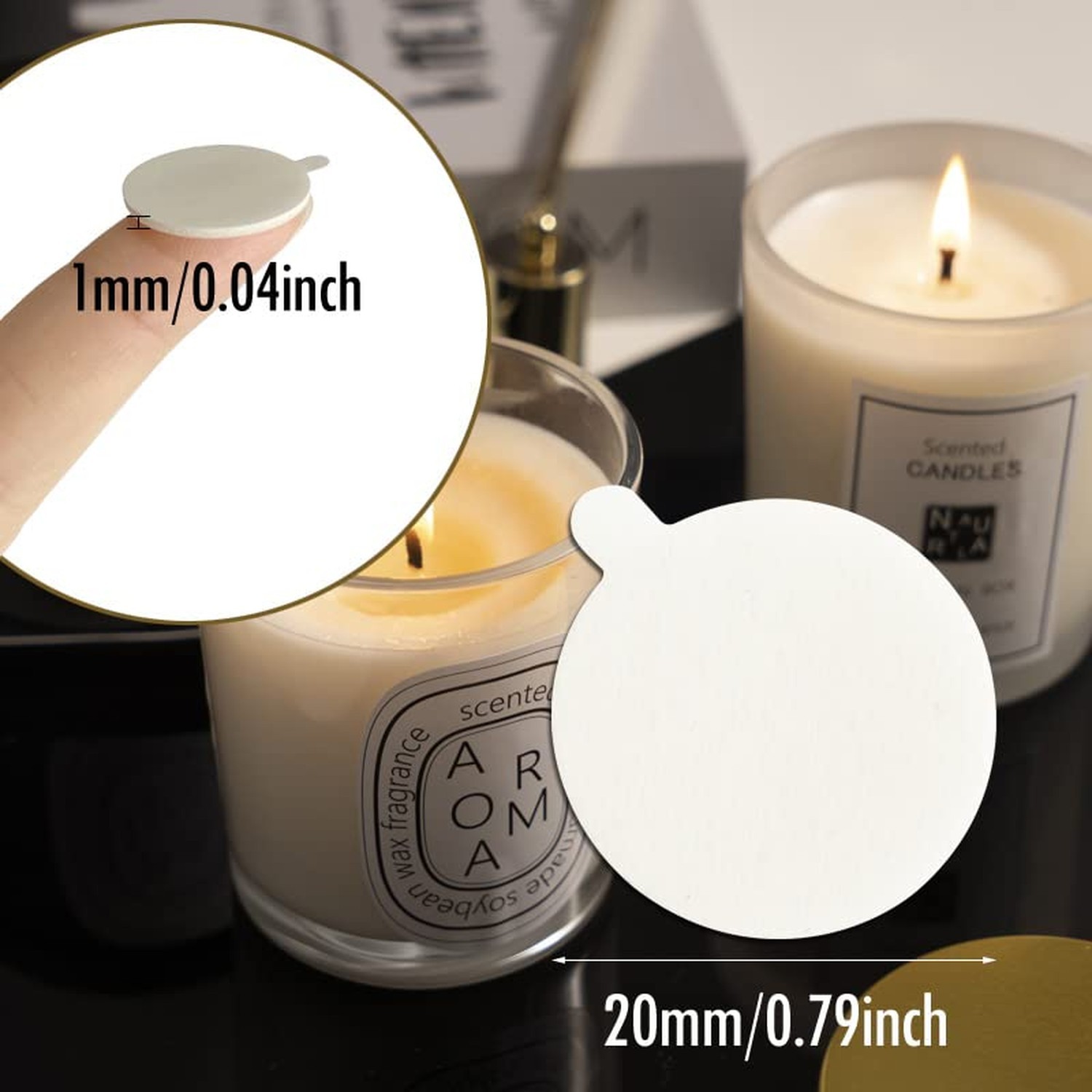 HANWER 240 PCS Double-Sided Candle Wick Stickers, Heat-Resistant Candle Stick…