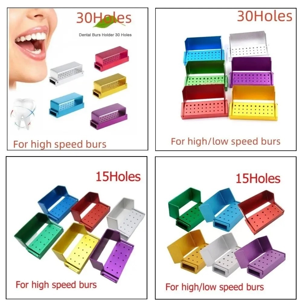 Dental Autoclave Aluminium Disinfection Box Bur Block Holder Organizer 10 Types