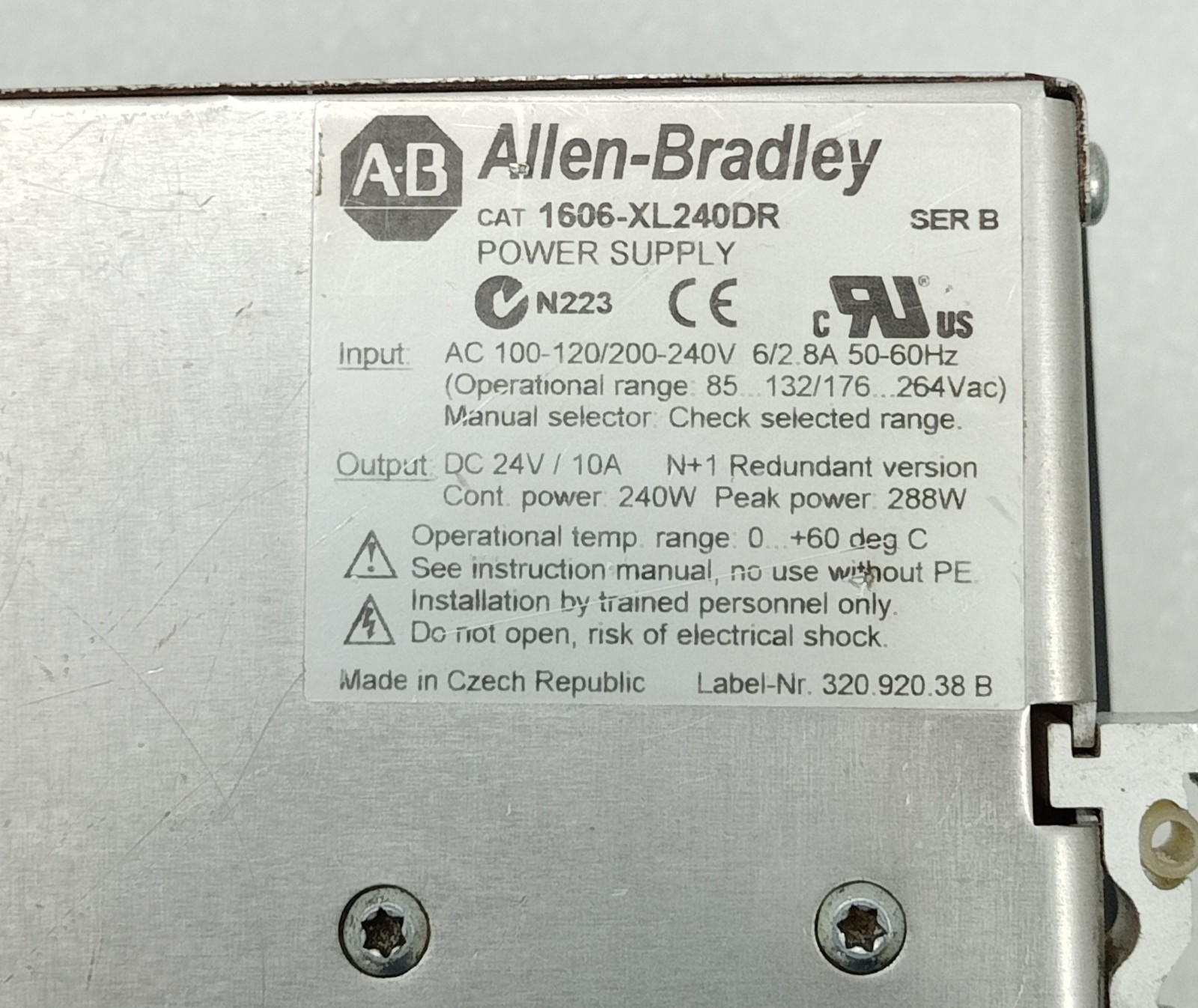 ALLEN-BRADLEY 1606-XL POWER SUPPLY Cat.1606-XL240DR SER B