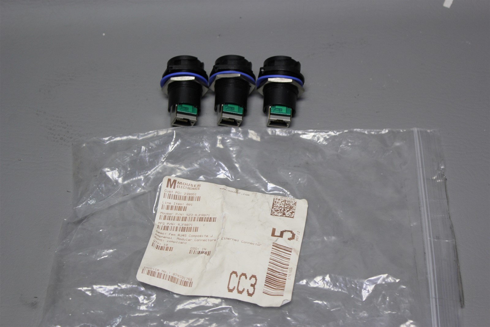 Lot of 3 NEW AMPHENOL MODULAR COUPLER CONNECTOR JACK RJ45 RJFRB71