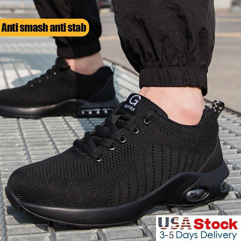 Safety Shoes Steel Toe Top Puncture Proof Work Sneakers for Men Slip Resistant