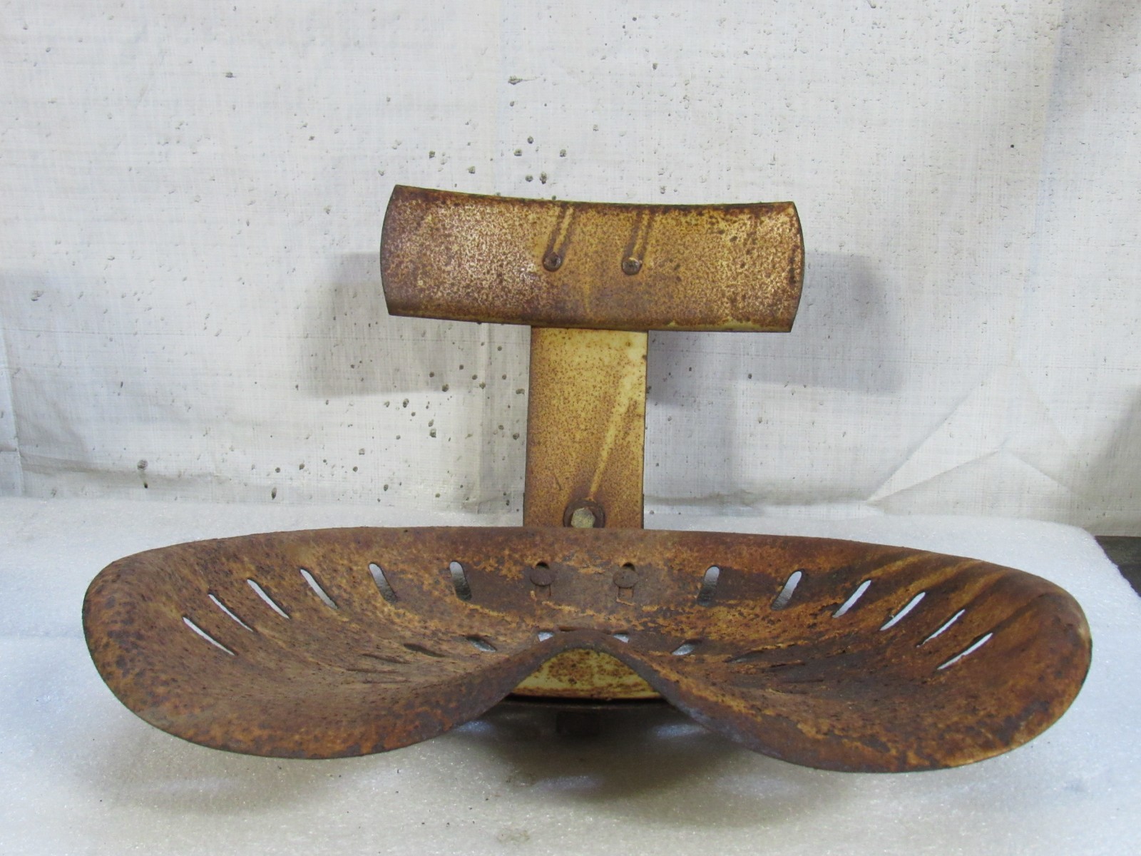 No Name 18″ Vintage Metal Steel Tractor Farm Equipment Seat W/ Back Rest