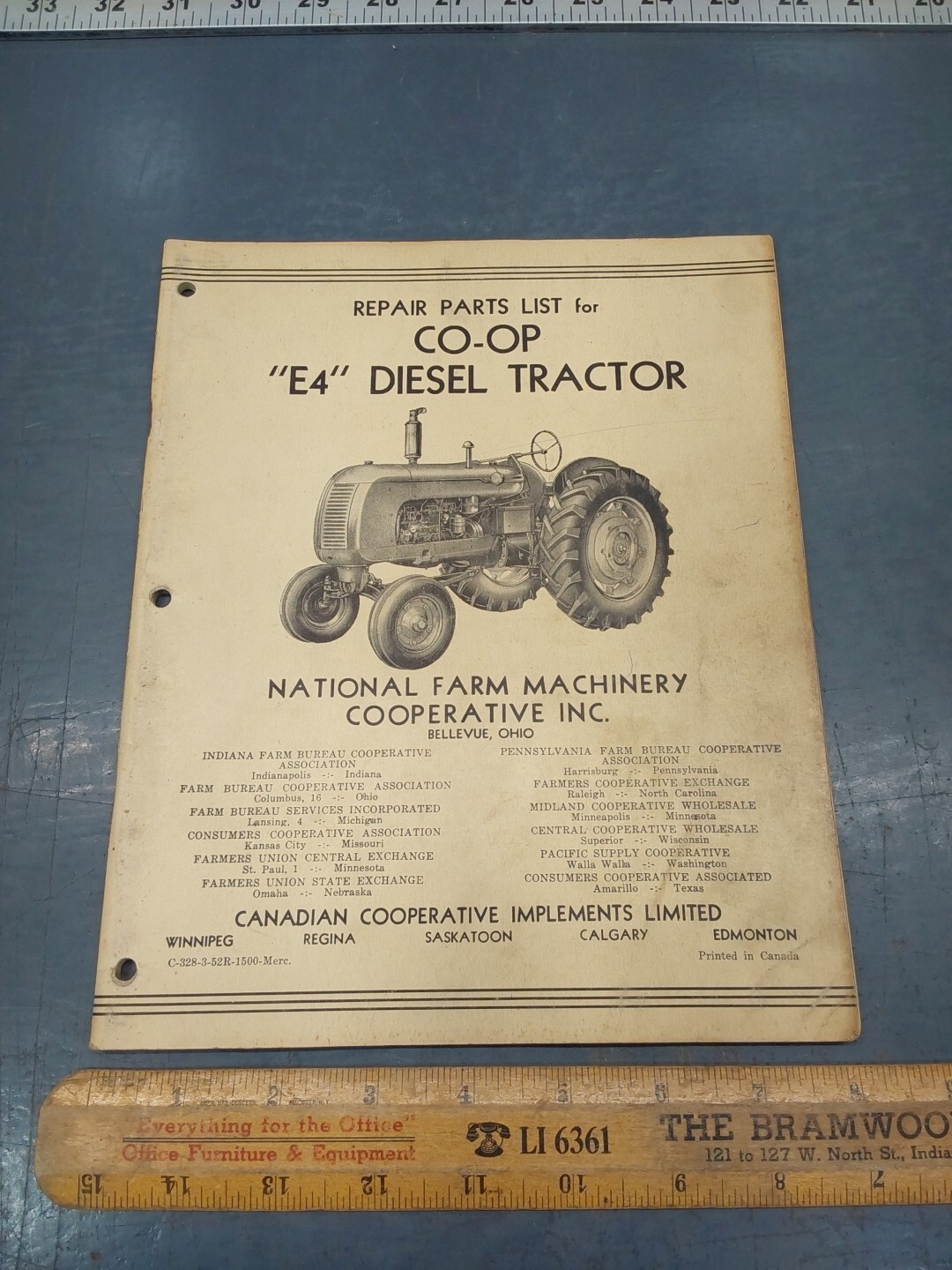 Original 1952 Co-op E4 Diesel Tractor Parts List Manual