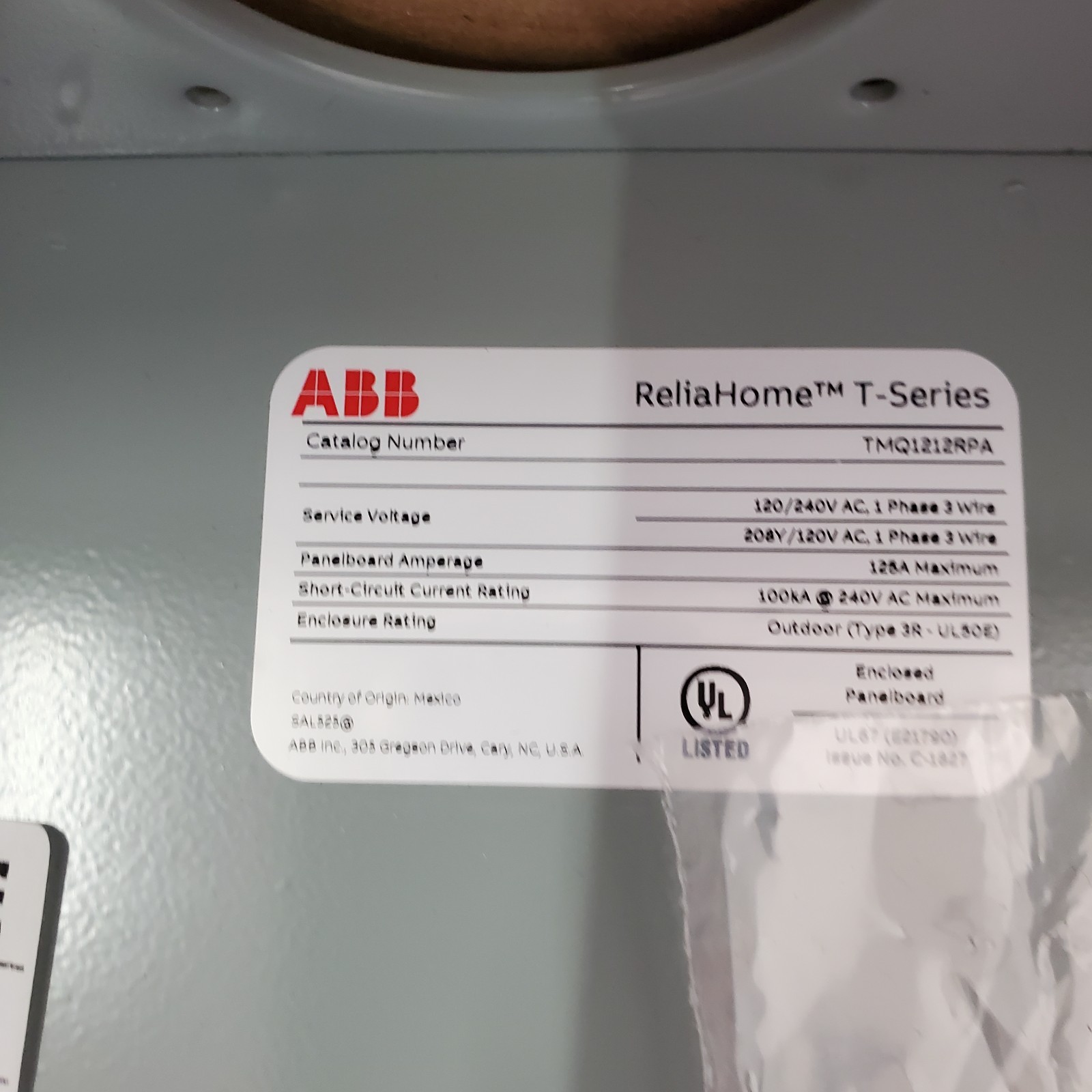 ABB 125 Amp 12 Space 24 Circuit Outdoor Main Breaker Panel Kit TMQ1212RPA