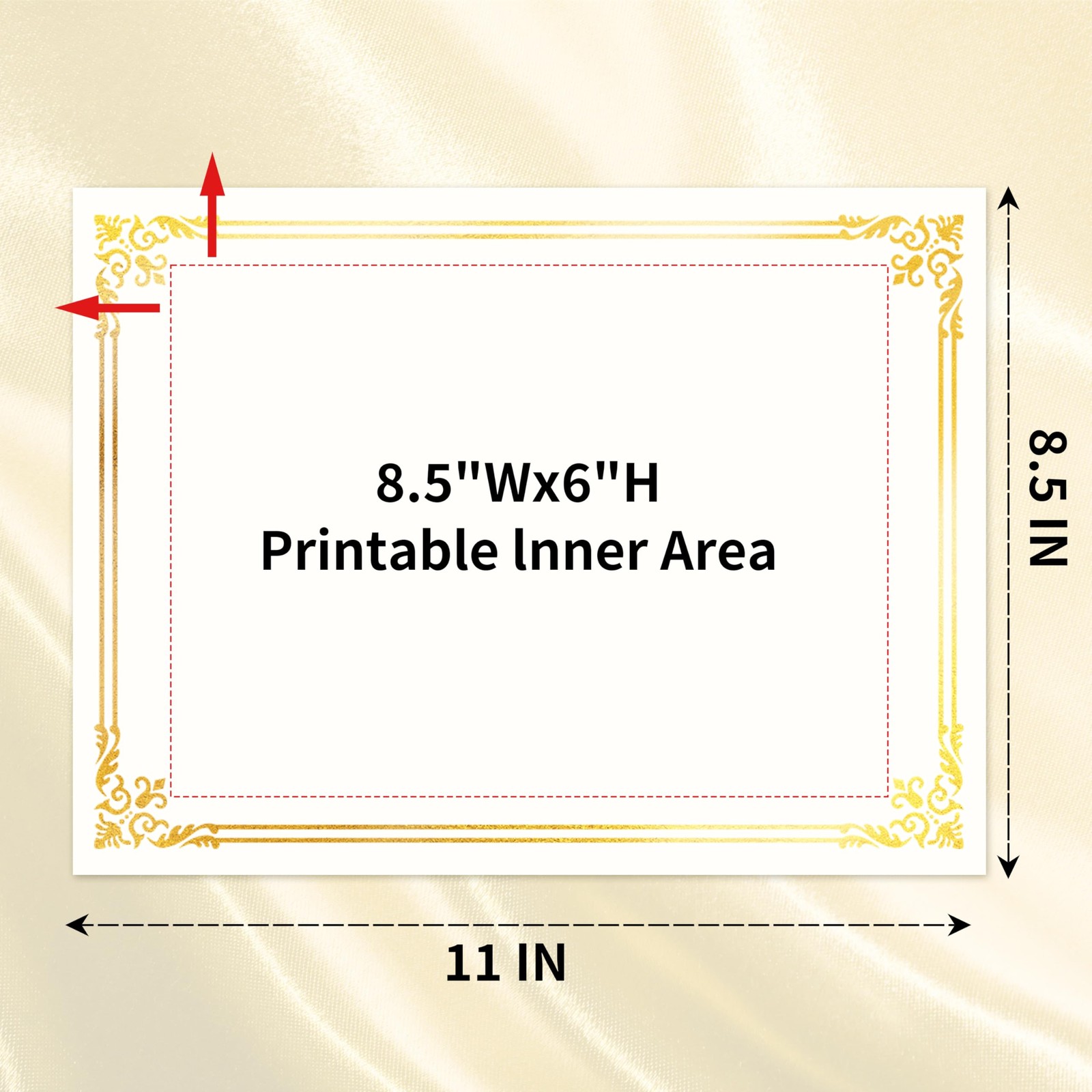 50 Sheets Certificate Paper for Printing,Gold Foil Metallic Border,8.5×11 inc…