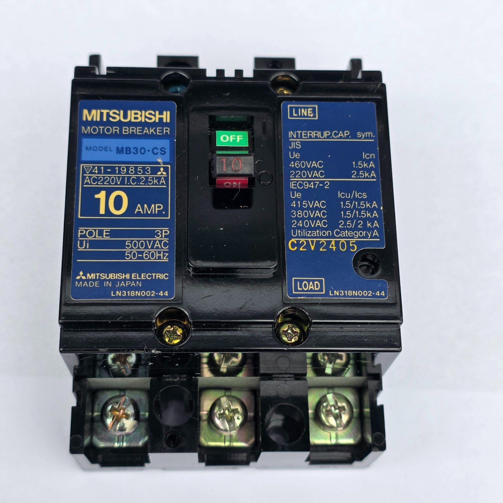 Mitsubishi MB30-CS 10A 3 Pole Motor Circuit Breaker 220VAC Open Box Japan