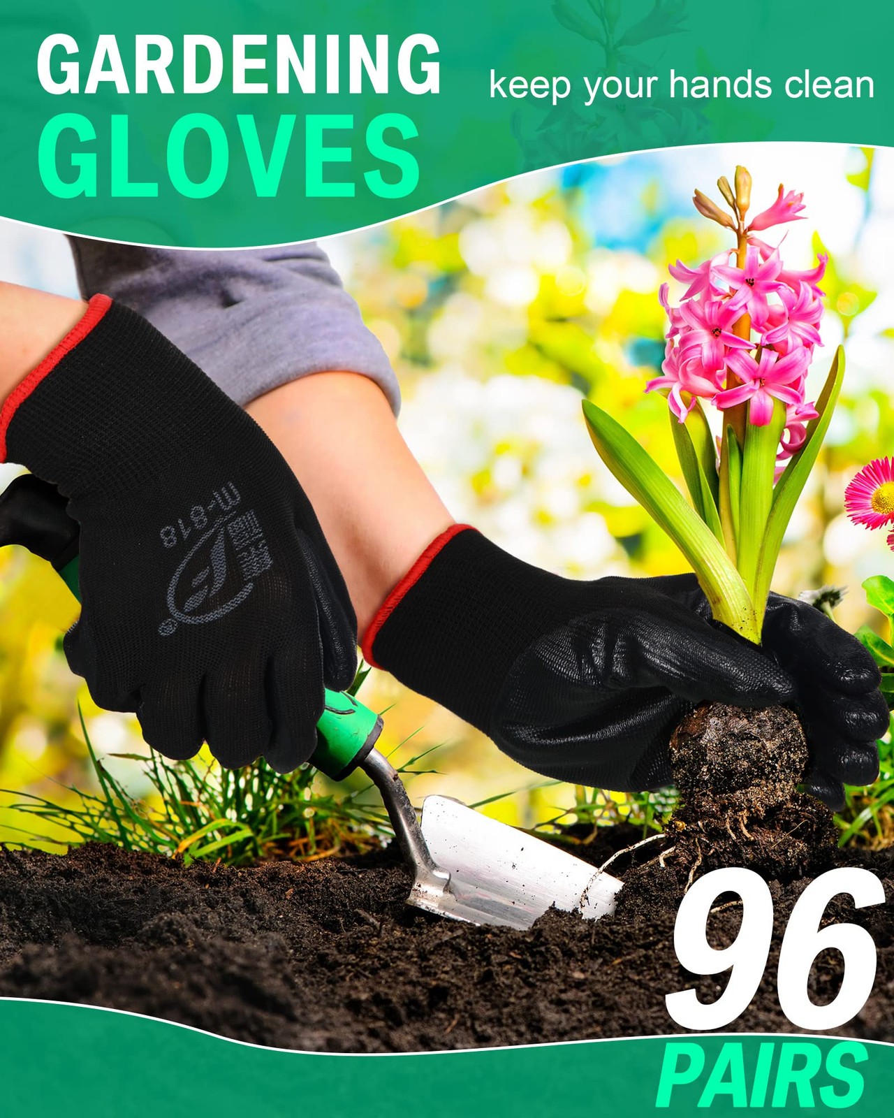 96 Pairs Work Bulk Gloves for Men Women Rubber Coated Safety Garden Gloves for
