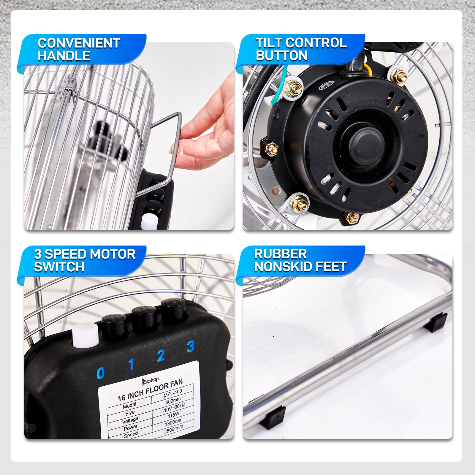 18 Inch 7085 CFM High Velocity Heavy Duty Metal Industrial Floor Fan Garage,Shop