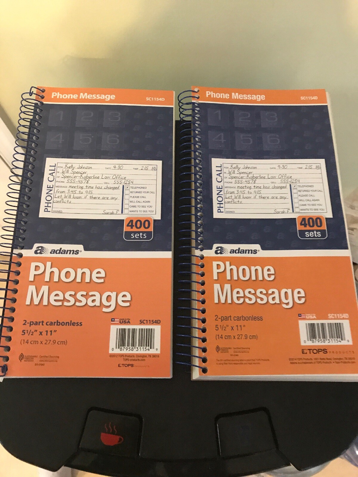 ADAMS PHONE MESSAGE SC1154D 5.5×11″ 400 sets (lot of 2)