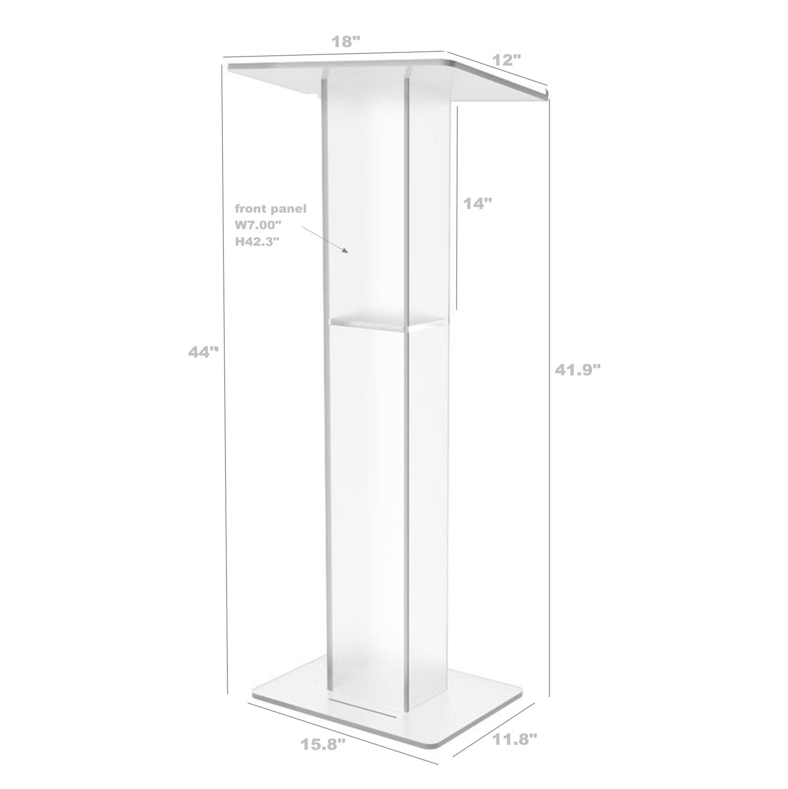 Assembled 18″W X 12″D X 42.5″H Acrylic Podium Plexiglass Church School Lectern