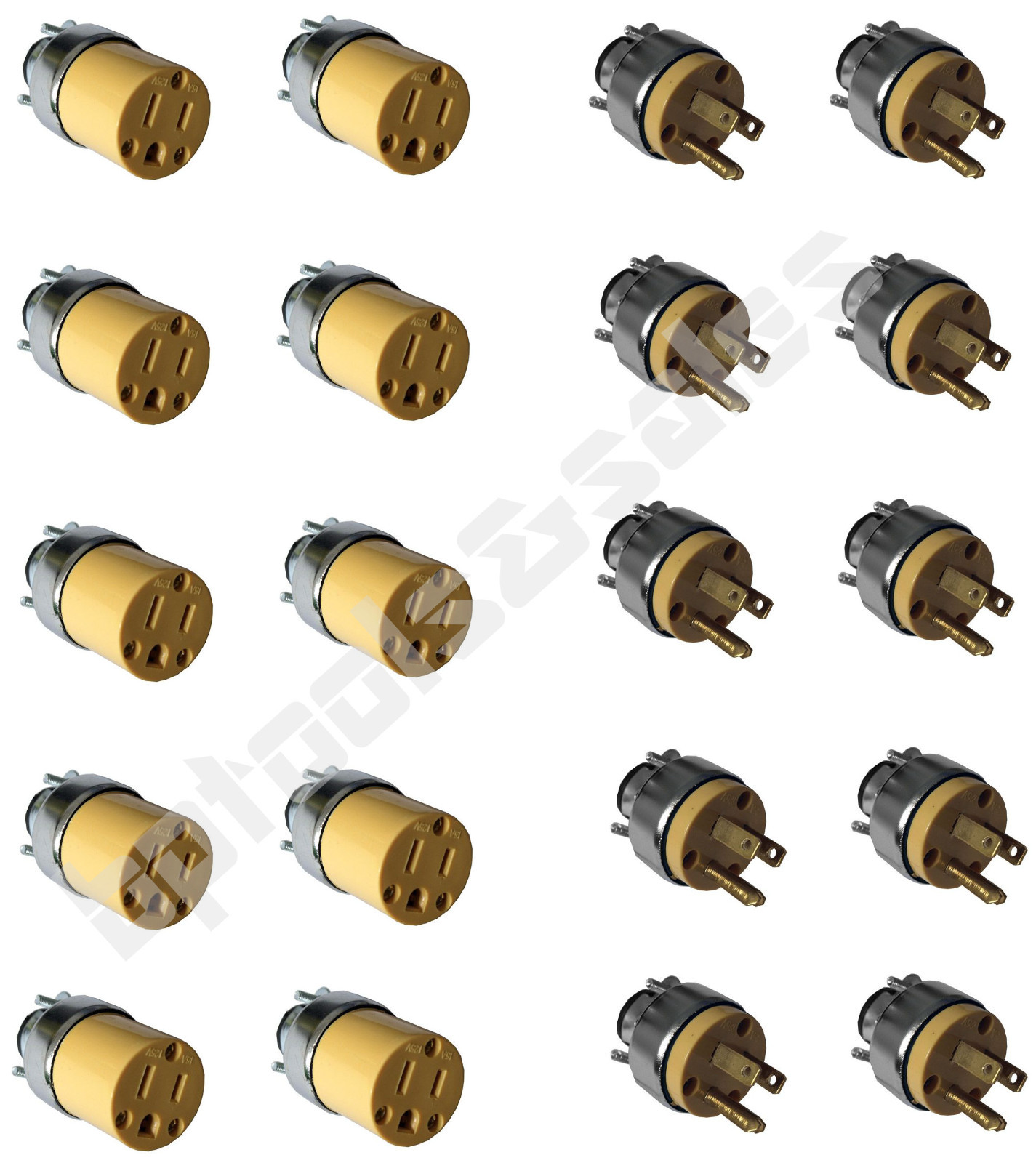(20) Male & Female Extension Cord Replacement Electrical Plugs 15AMP 125V End