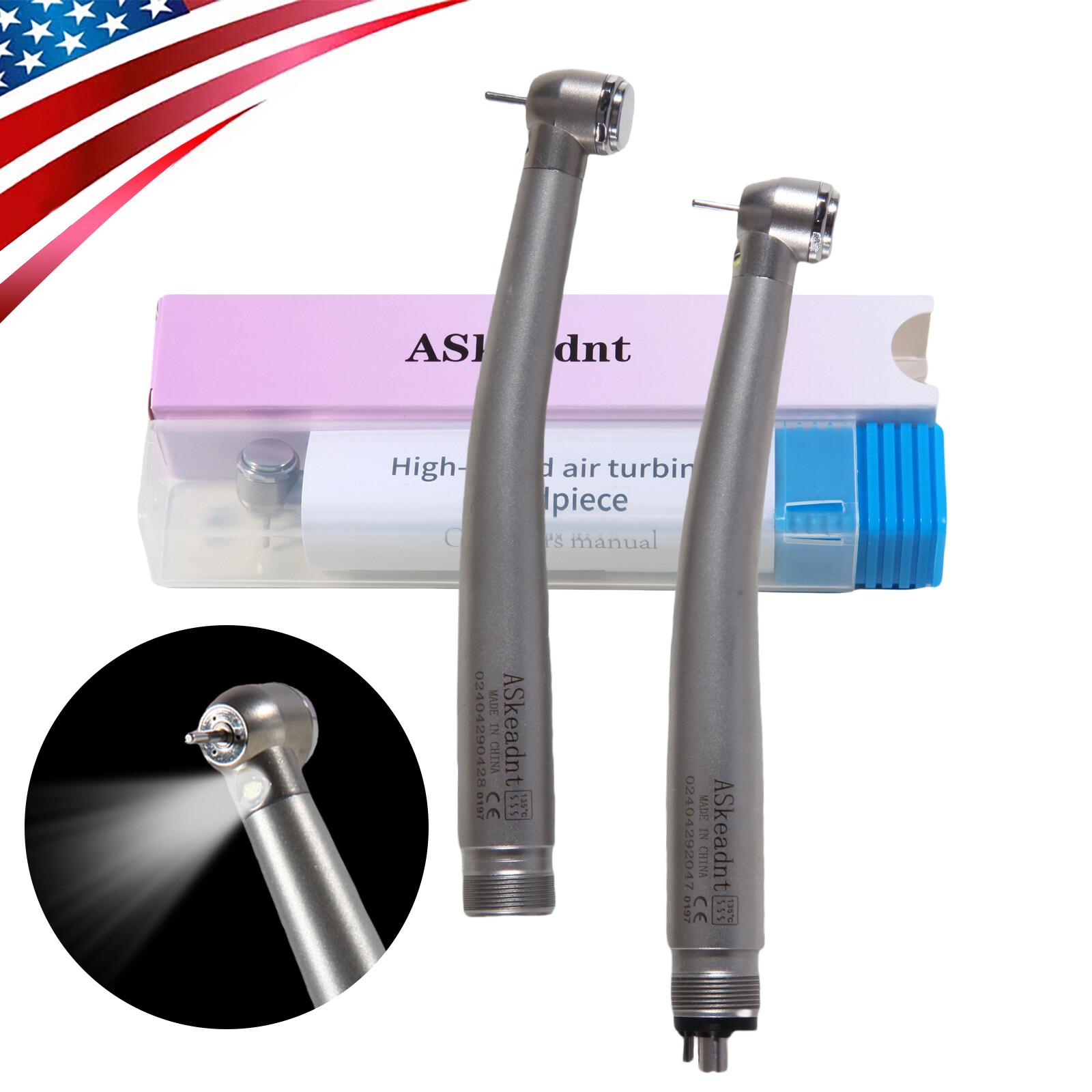 Factory Price Dental LED High Speed Handpiece 3 Water Spray 2 4 Hole Air Turbine