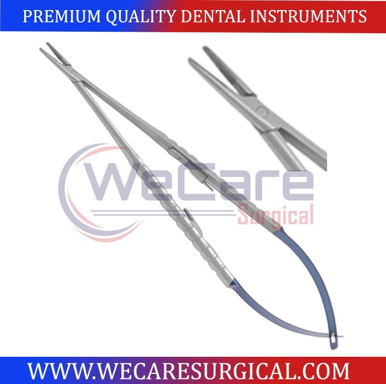 Dental Micro Surgery Needle Holders Air Castroviejo Tungsten Carbide 18cm BLUE