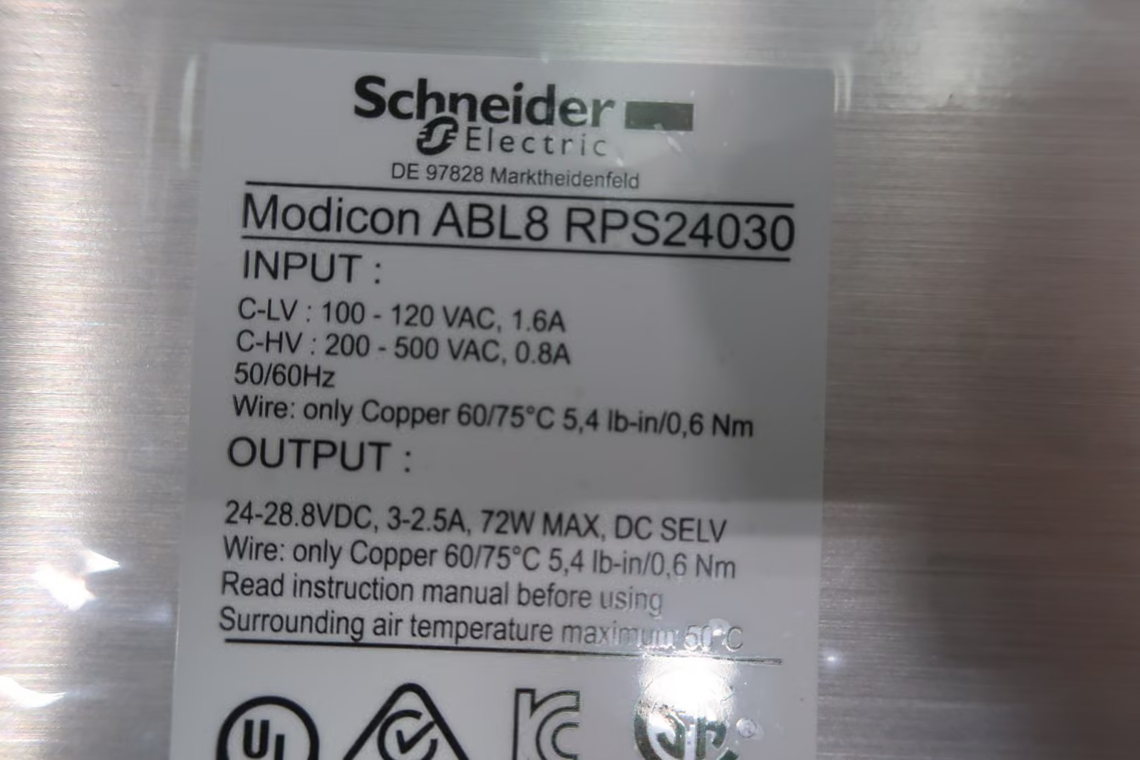 Schneider ABL8RPS24030 Power Supply 120v-ac 3a Amp 28.8v-dc 72w