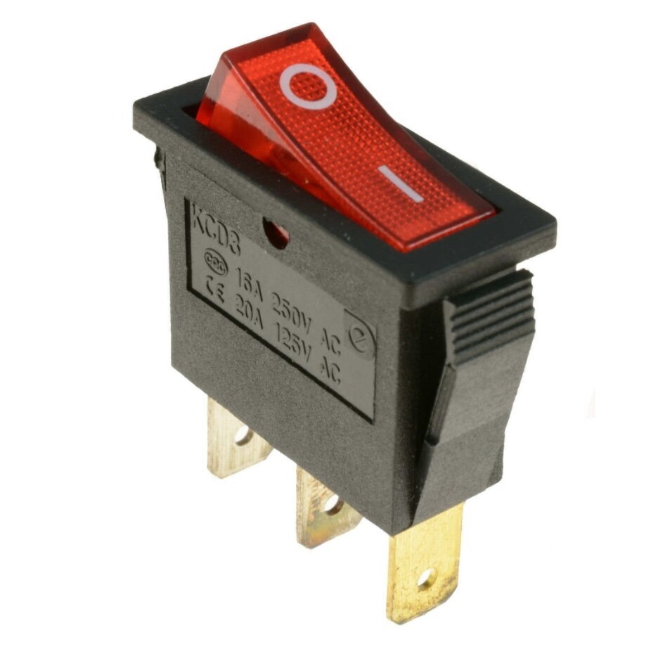Red Skinny Rectangle Rocker Switch Thin 3-Pin LED Light 110V AC ON/OFF 15A 250V