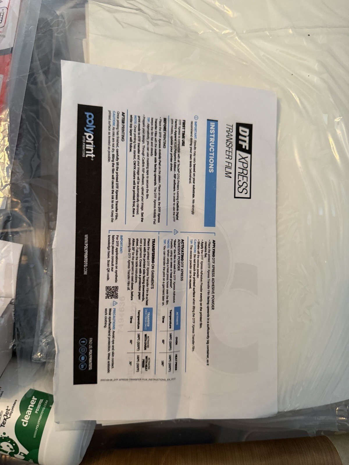 Polyprint TexJet echo2 DTF Printer w/ Pretreater Pro & extra items