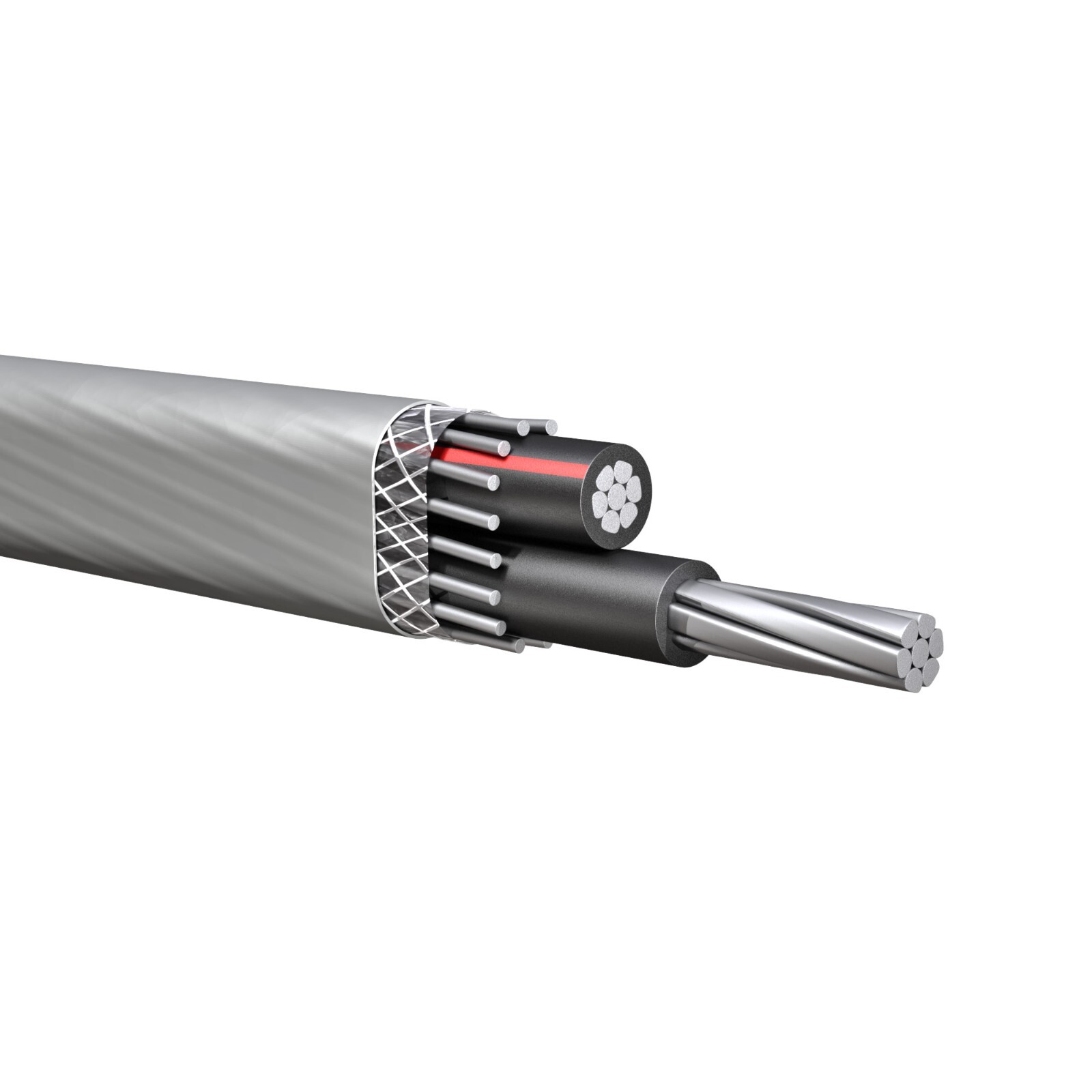 6-6-6 Aluminum SEU Service Entrance Cable PVC Jacket Gray 600V