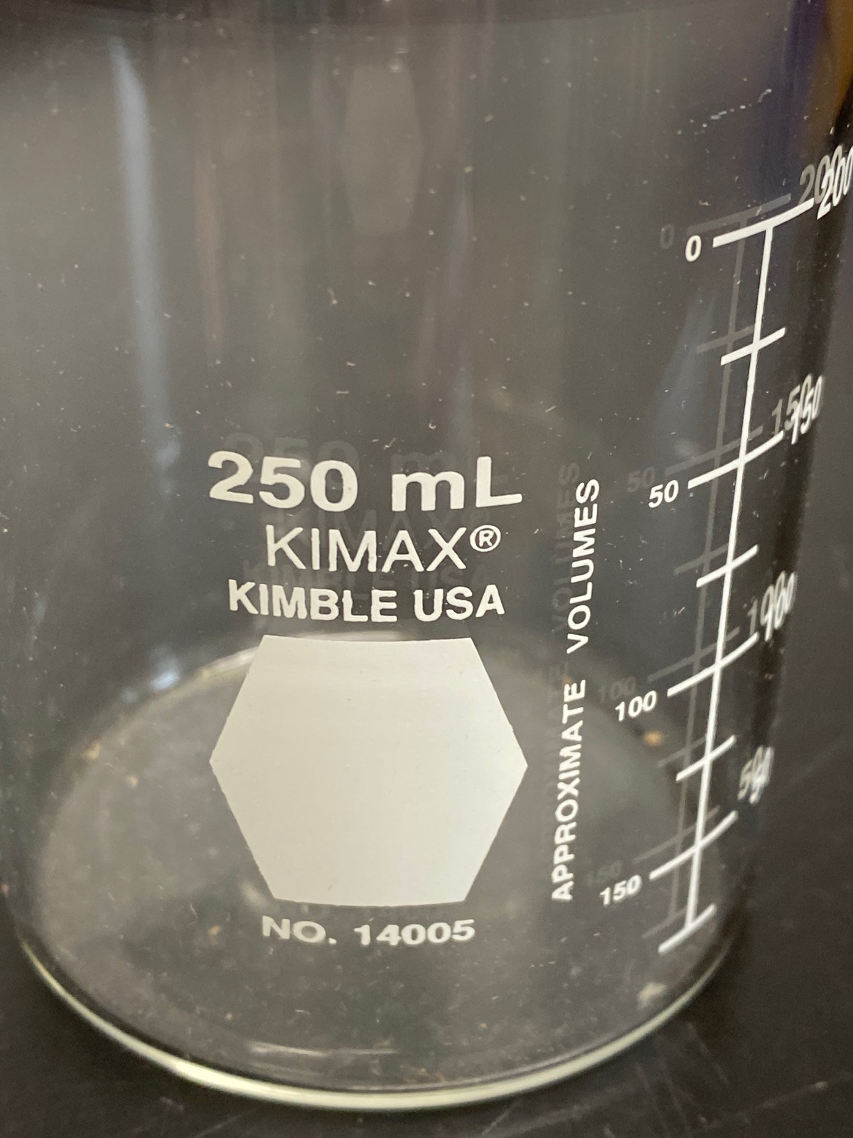 (12) KIMAX Glass 250mL Heavy Duty Graduated Low Form Griffin Beakers 14000-250
