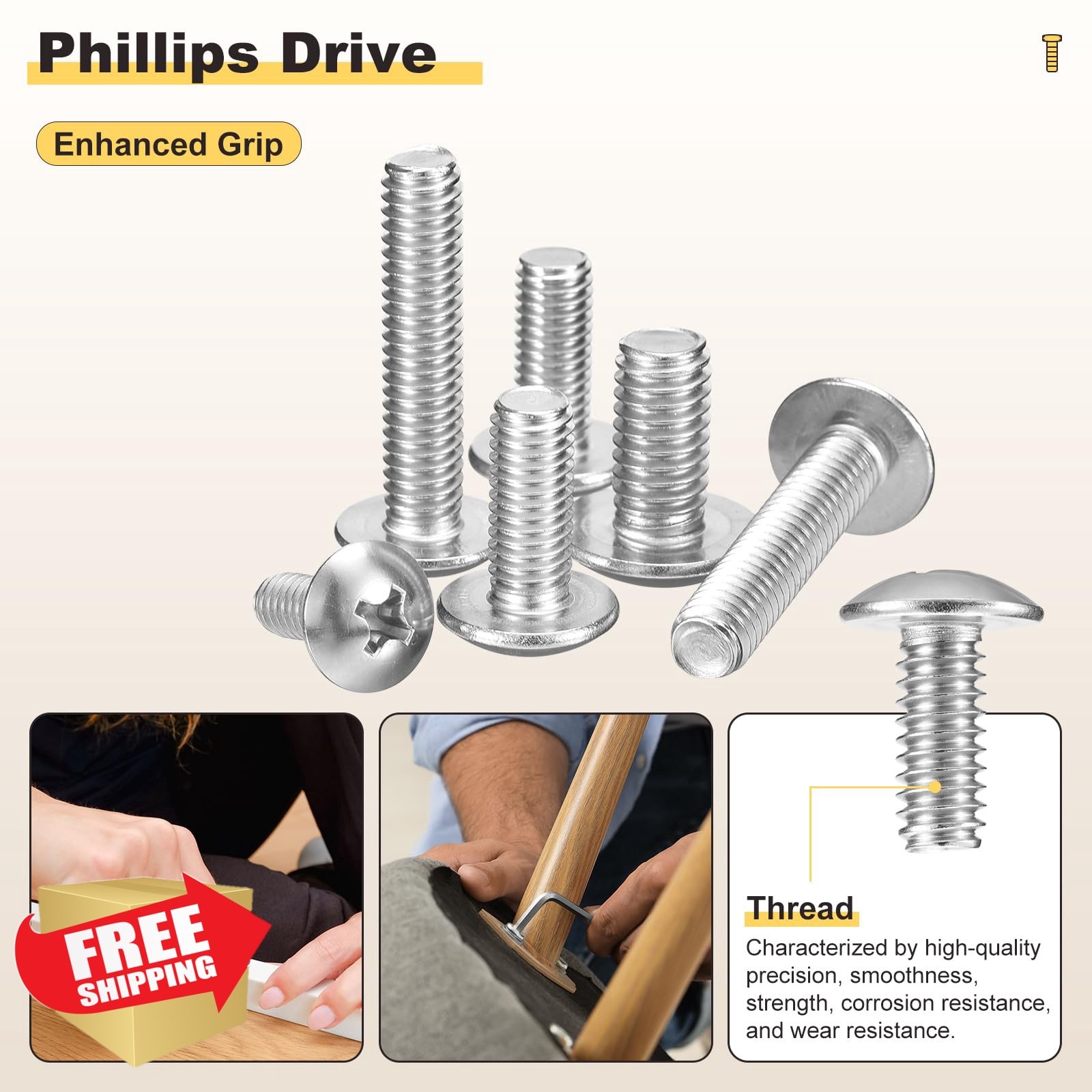 METALLIXITY M6-1x8mm Machine Screws 25 Pcs Silver