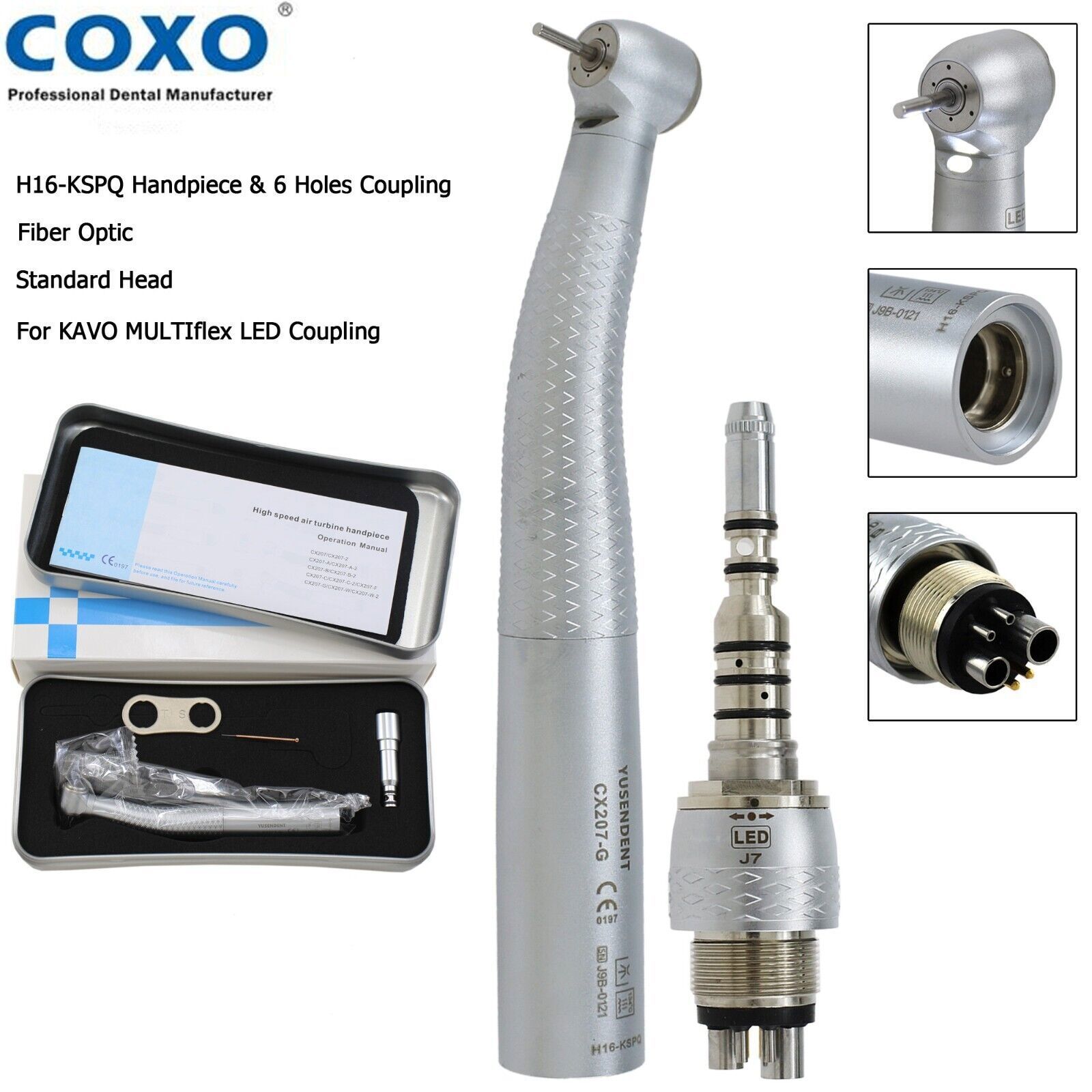 COXO Dental Turbine High Speed Handpiece Fiber Optic For KAVO Multiflex Coupling