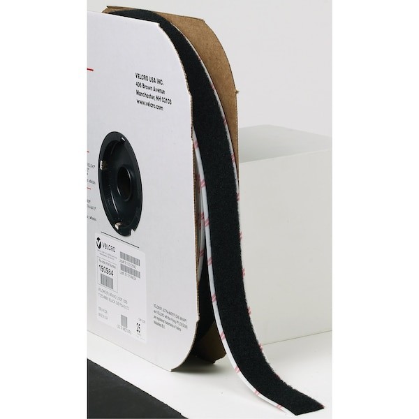 Velcro Brand 190984 Reclosable Fastener, Acrylic Adhesive, 75 Ft, 1 In W, Black