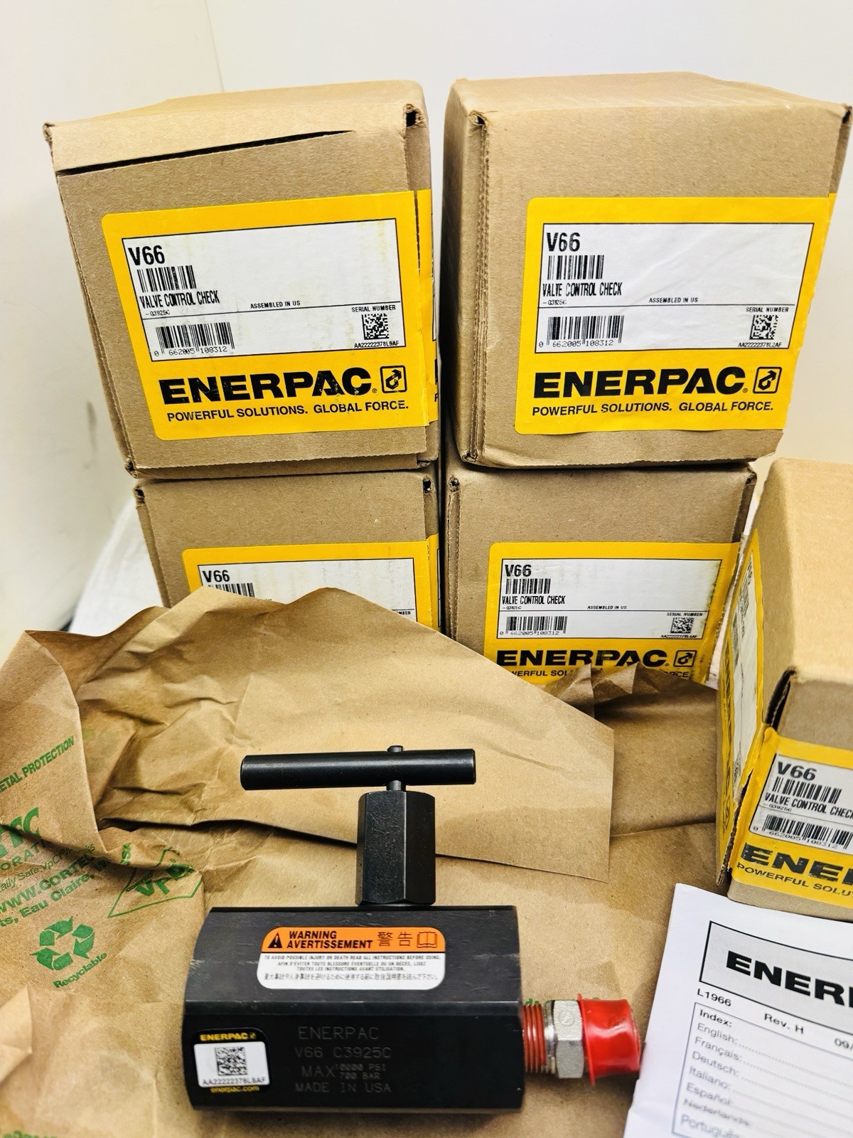 ENERPAC V66 LOAD HOLDING MANUAL CHECK VALVE USA MADE UPC 662005108312 10000 PSI