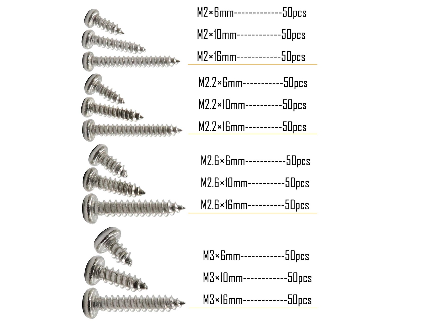 600pcs M2, M2.2, M2.6, M3 Pan Head Self-Tapping Sheet Metal Screw Assortment …