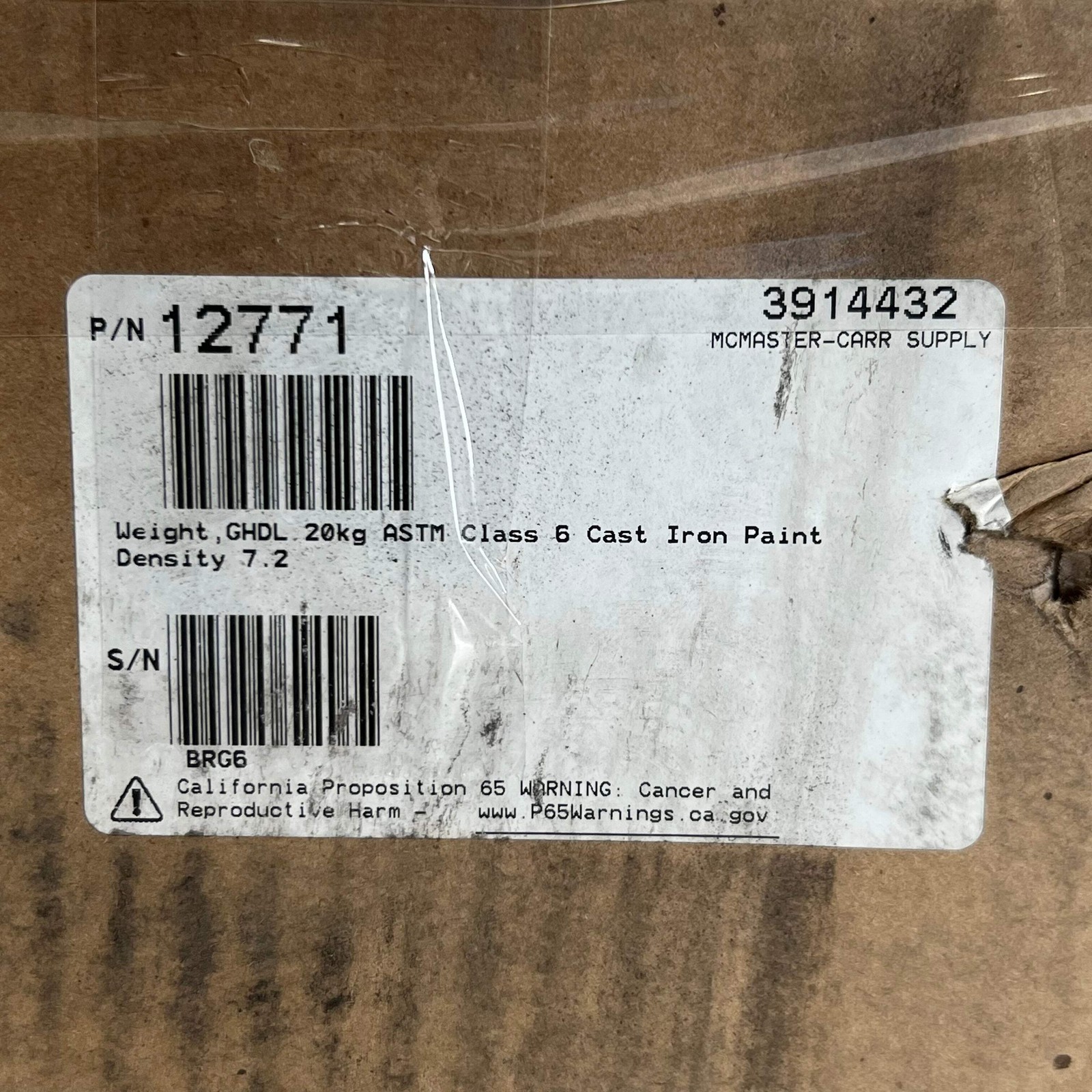 RICE LAKE Calibration Weight 20 Kg. Painted Density 7.2 Golden 12771