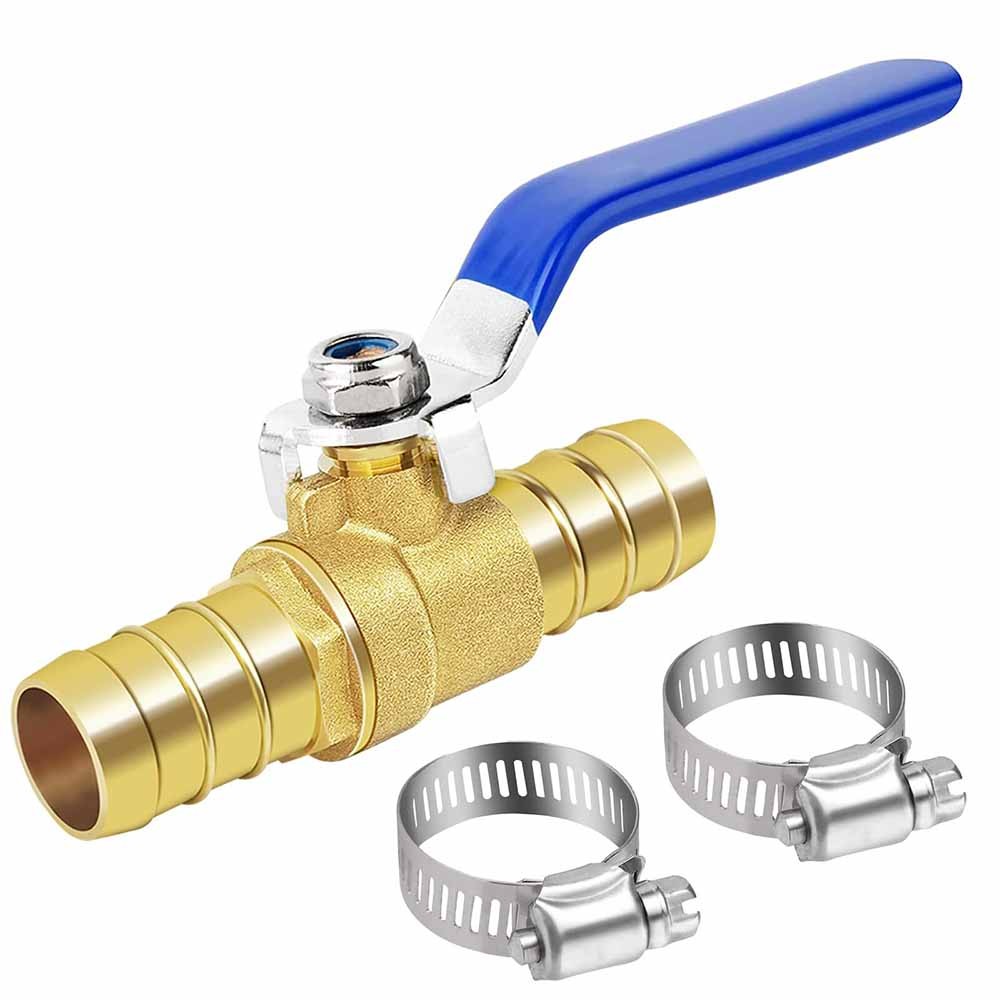 5/8″ Brass Hose Barb Ball Valve for Heater Hose Shut Off 2pcs w/ Clamps
